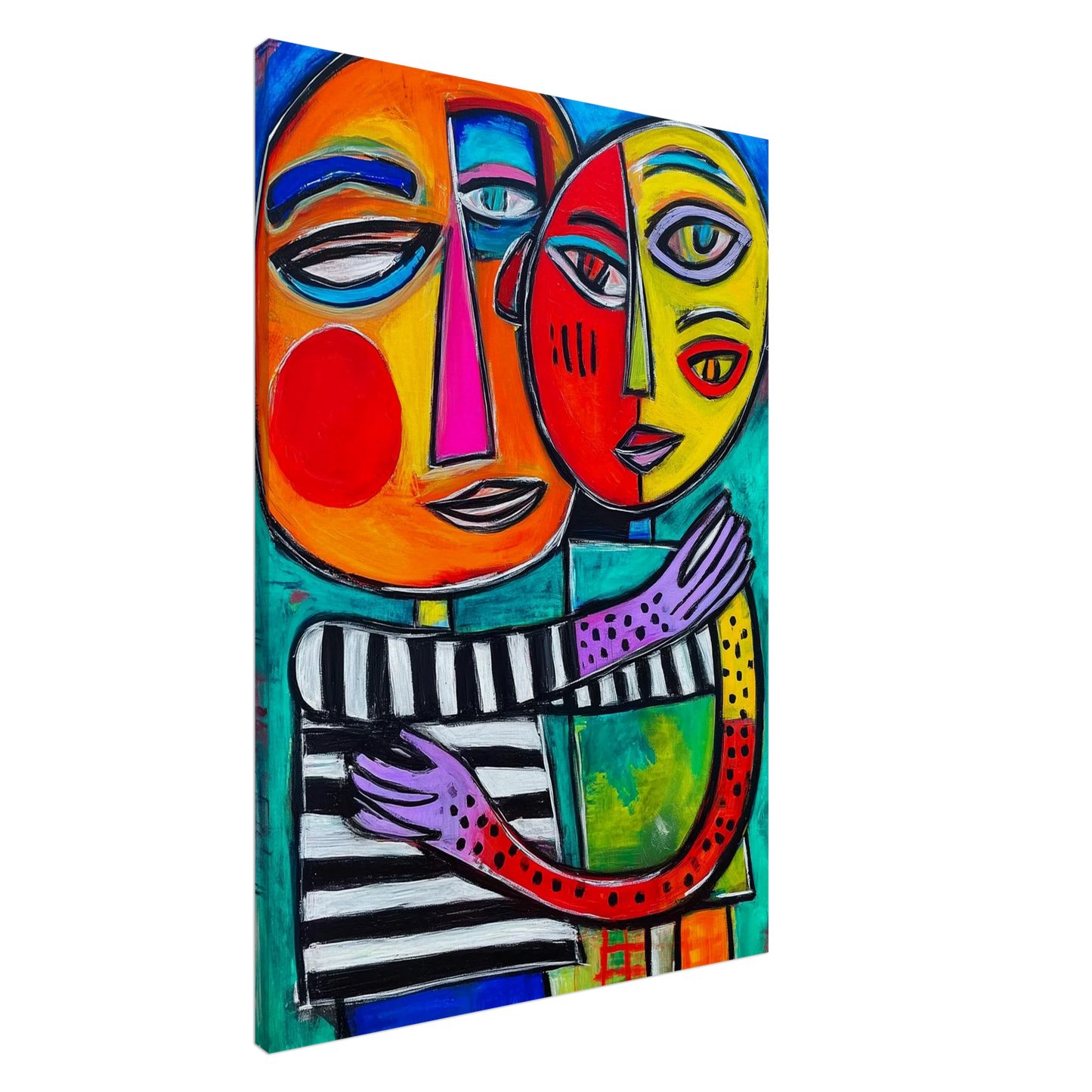 Deux Visages Enlacés — tableau sur toile — art mural STNCL
