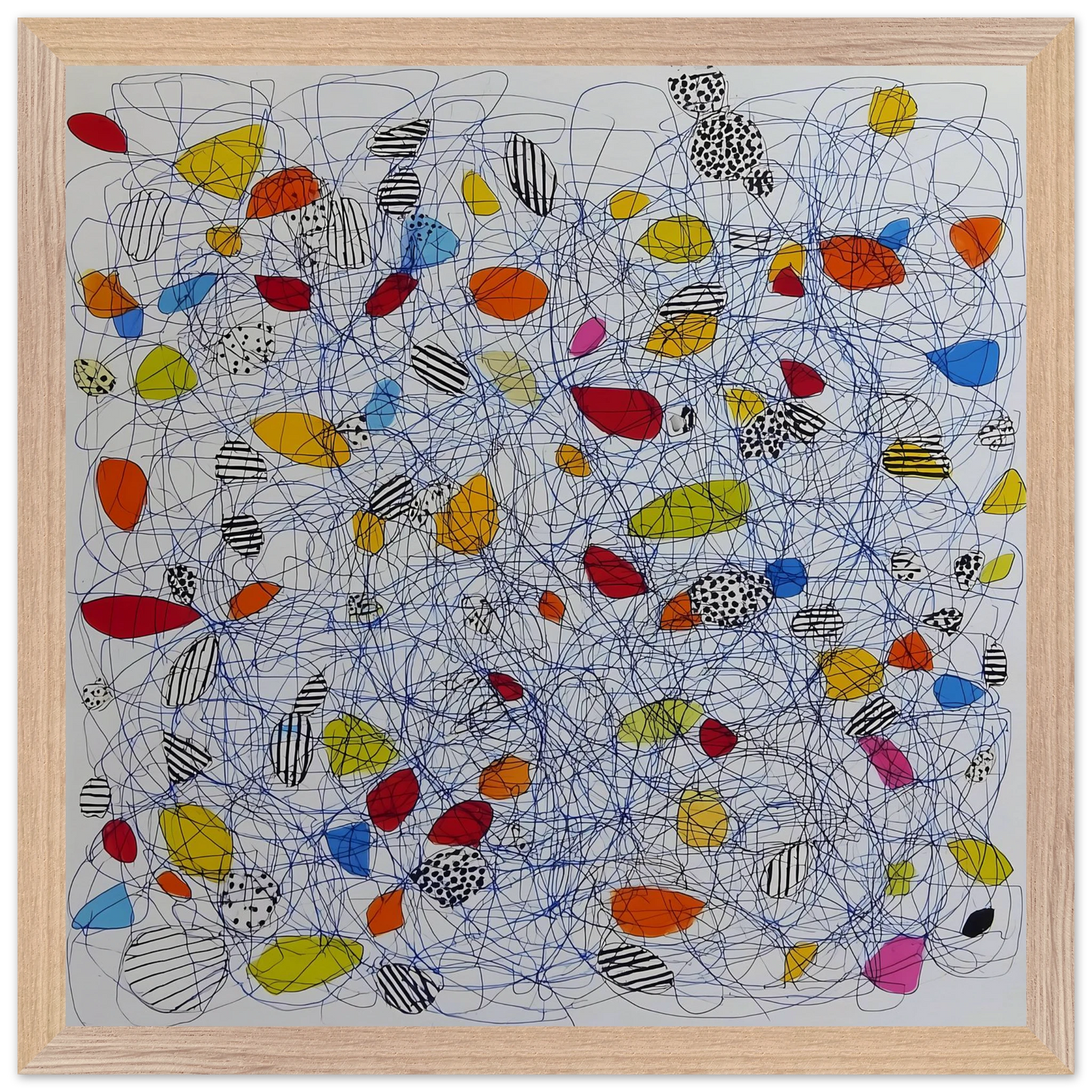 Pelote et Galets — tableau encadré bois — vue 4 — art mural STNCL