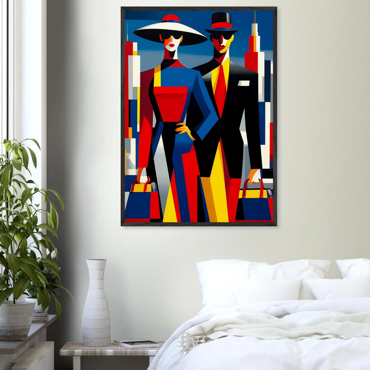 Le Couple en Ville — tableau encadré bois — vue 17 — art mural STNCL