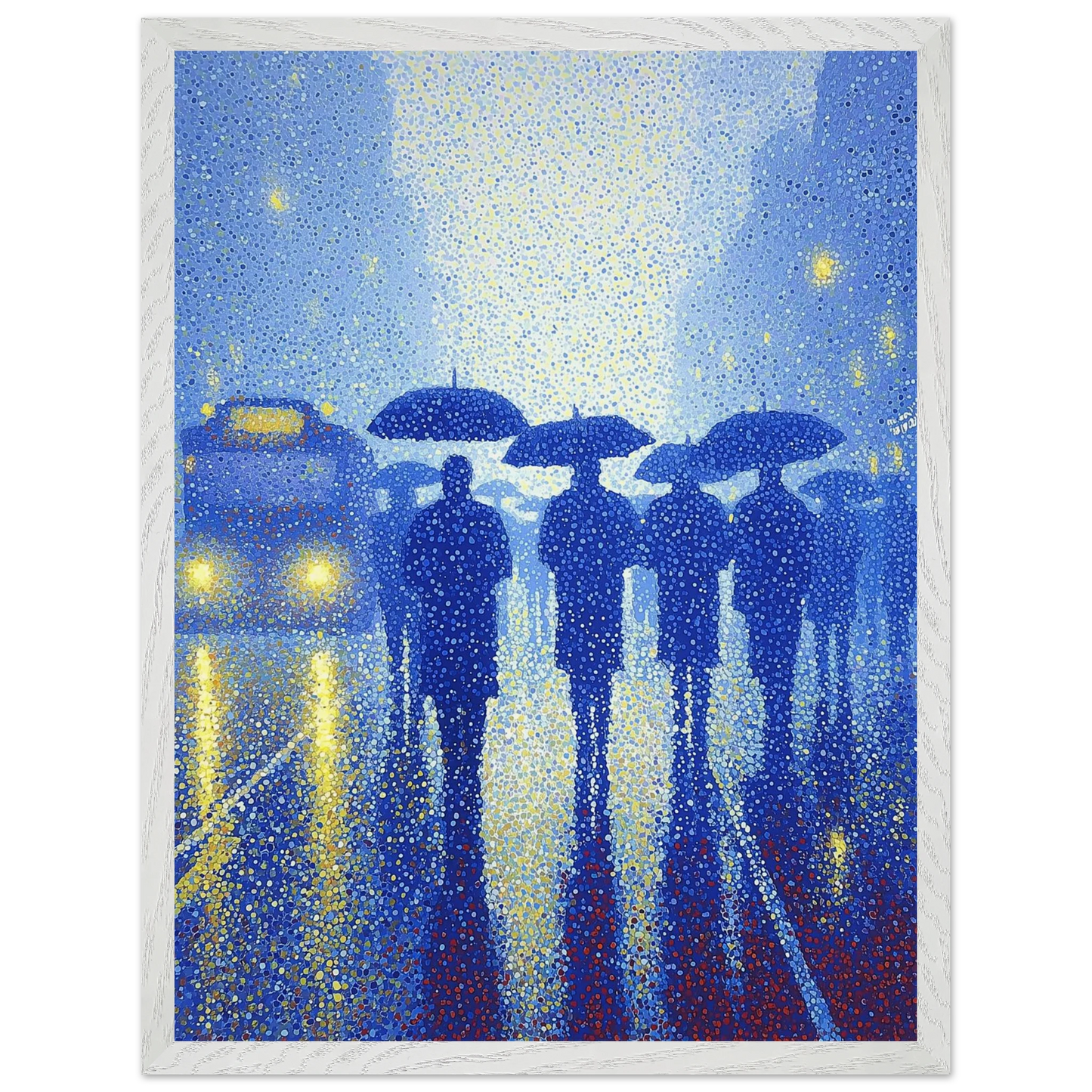 Pluie de Néon Bleu — tableau encadré bois — vue 7 — art mural STNCL