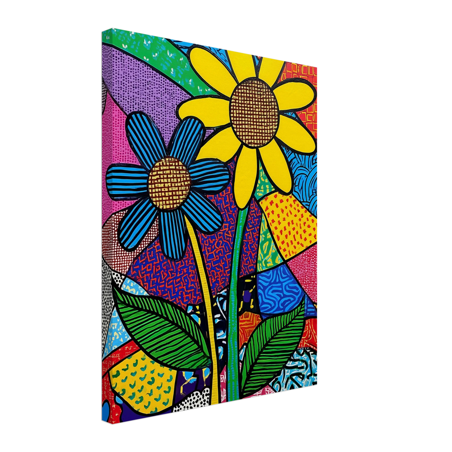 Deux Fleurs en Fête — tableau sur toile — vue 5 — art mural STNCL