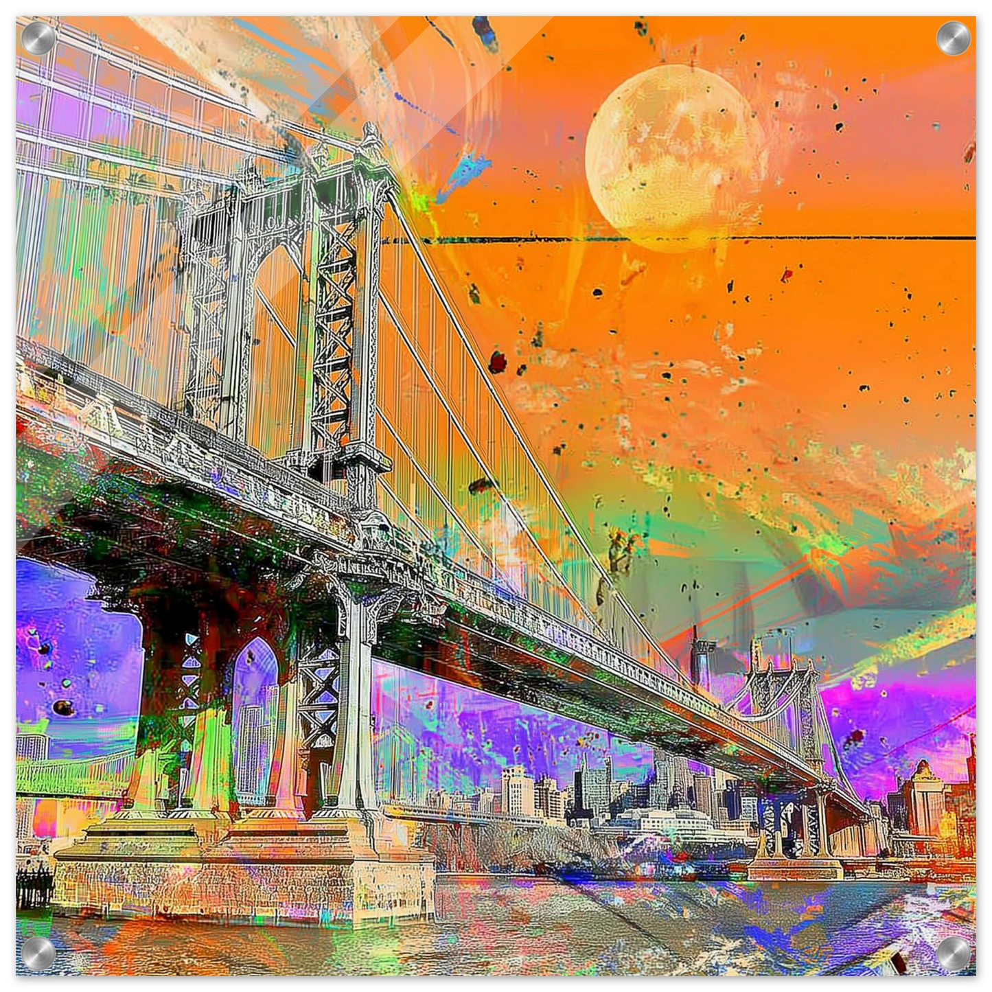 Manhattan Sous La Lune — tableau plexiglas — art mural STNCL