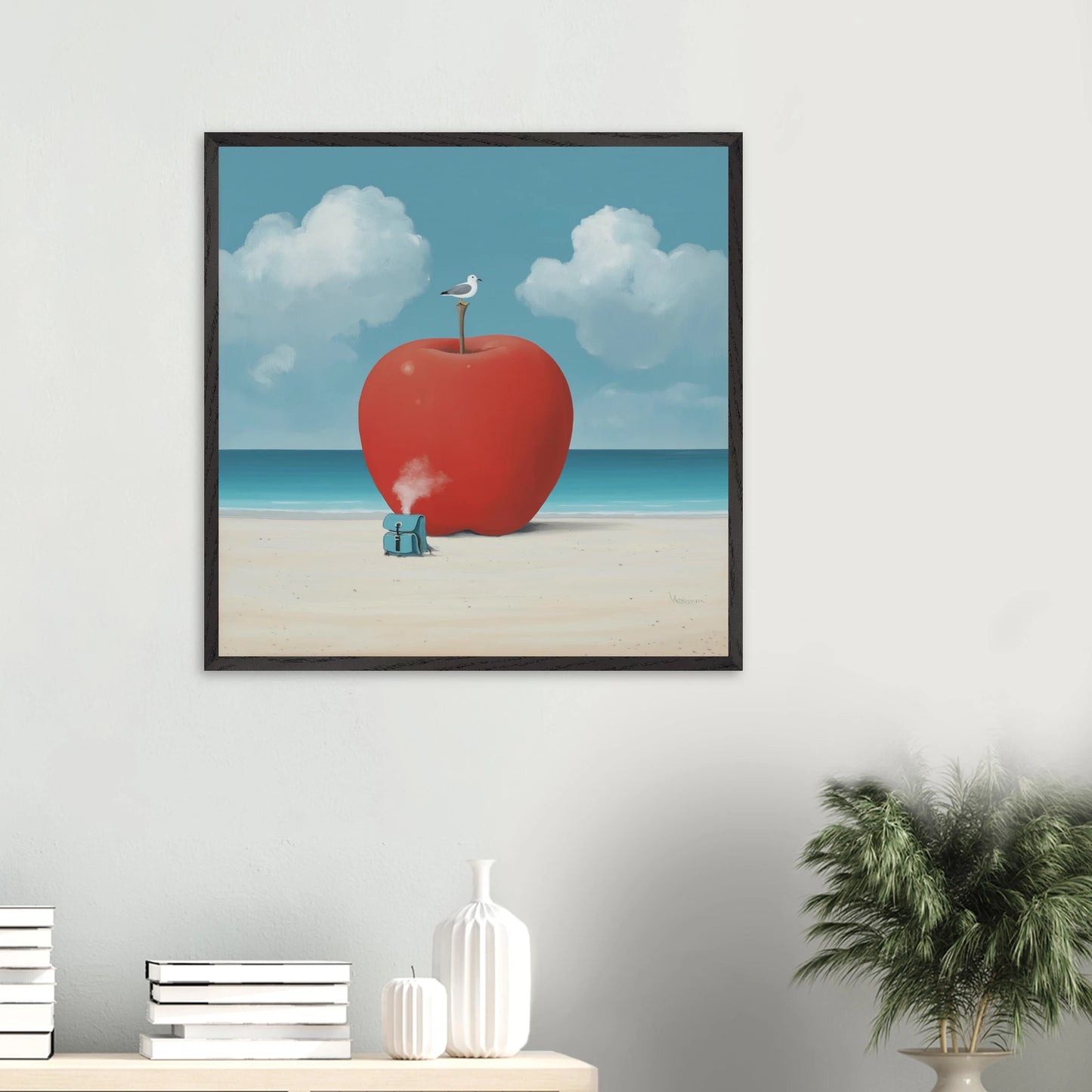 La Pomme et la Mouette — tableau encadré bois — vue 13 — art mural STNCL