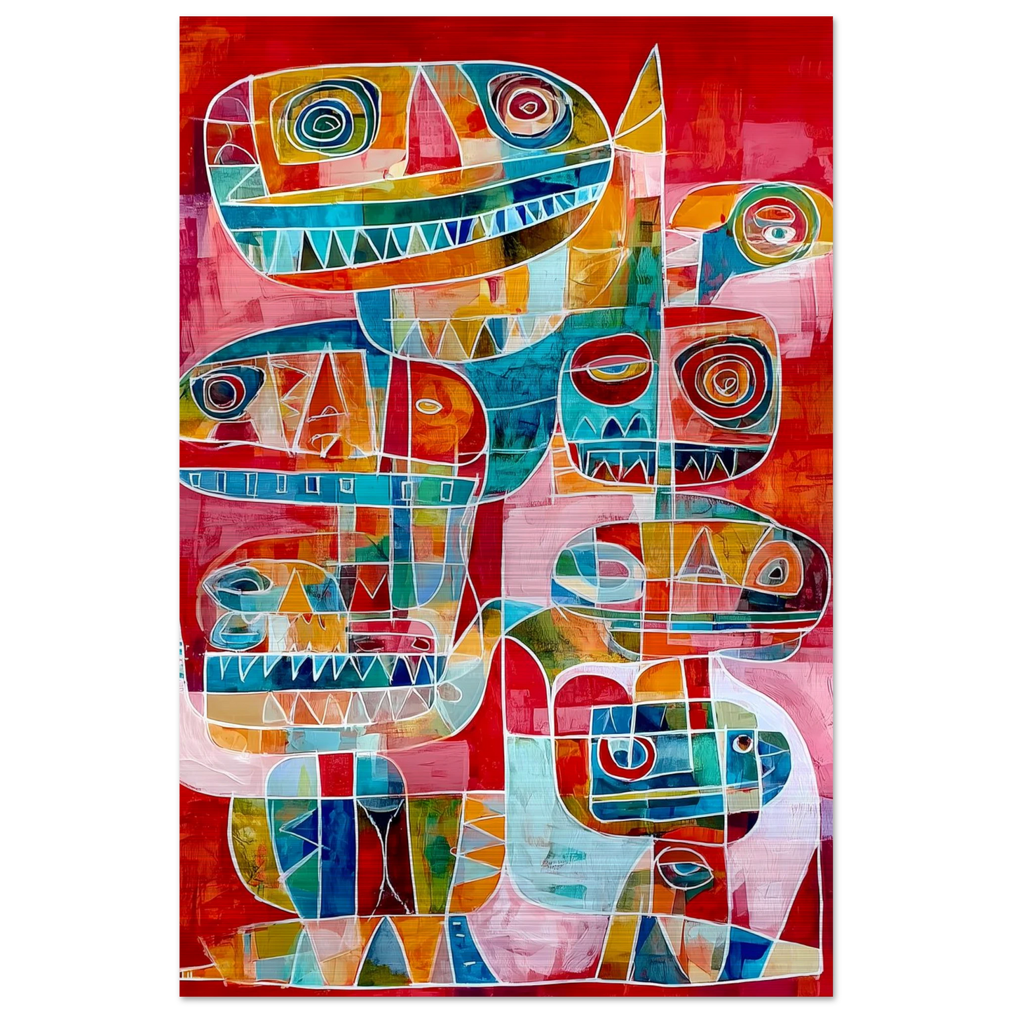 Totems Imbriqués — tableau aluminium — vue 3 — art mural STNCL