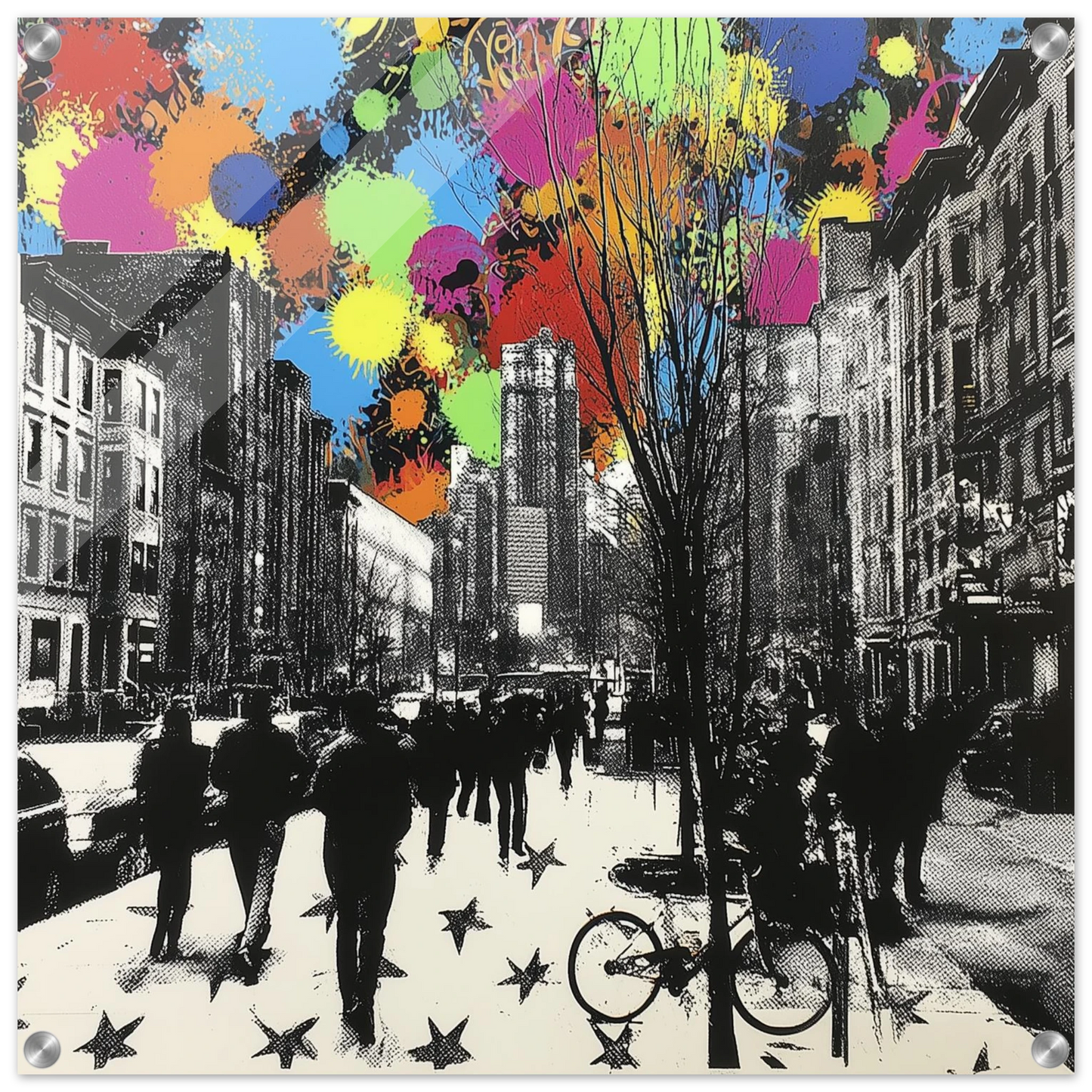 Éclats sur la Rue Animée — tableau plexiglas — art mural STNCL