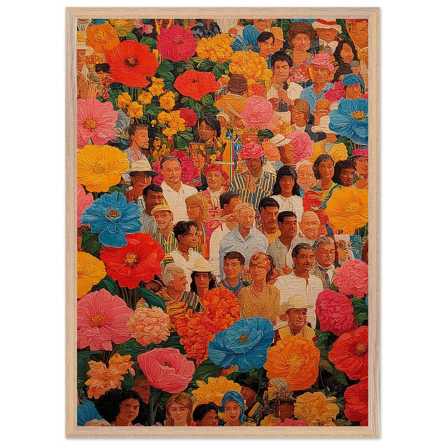 Jardin des Visages — tableau encadré bois — vue 13 — art mural STNCL