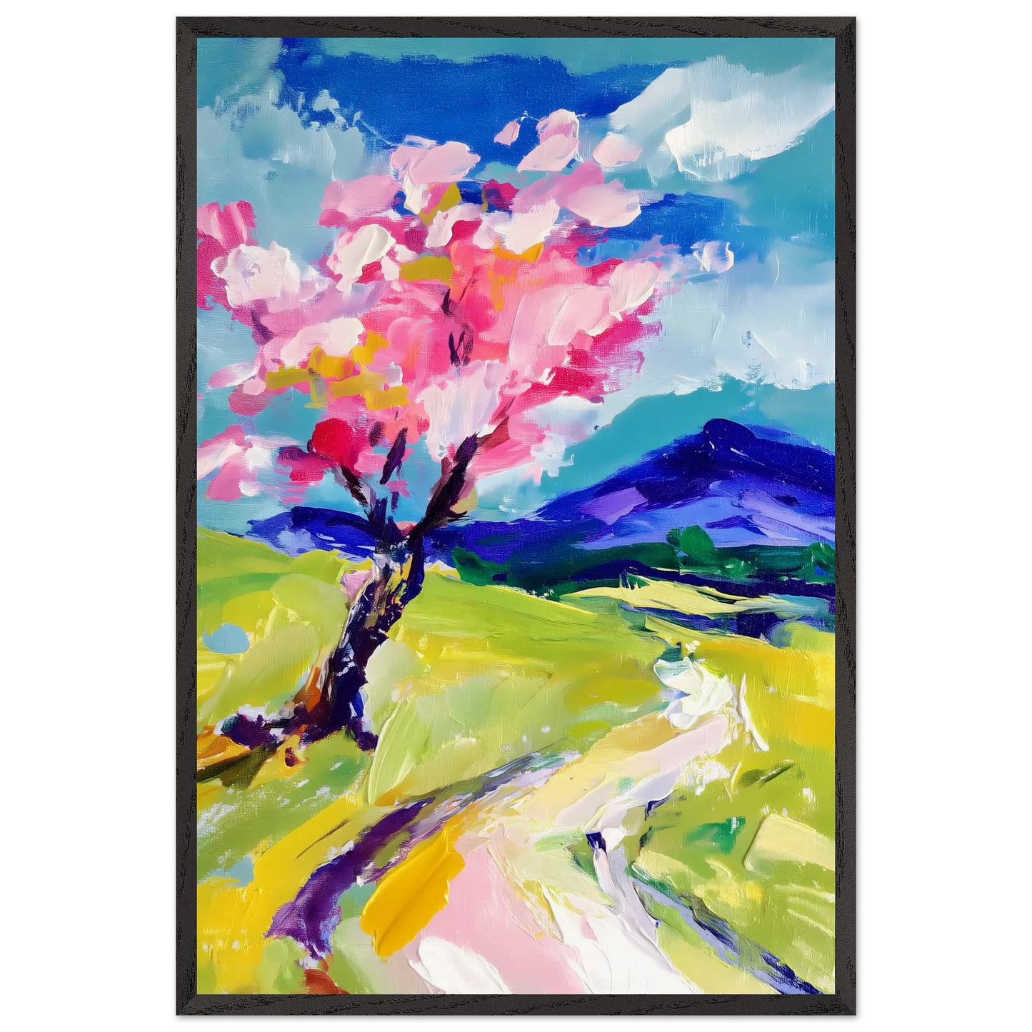 L'Arbre en Fleurs — tableau encadré bois — vue 2 — art mural STNCL
