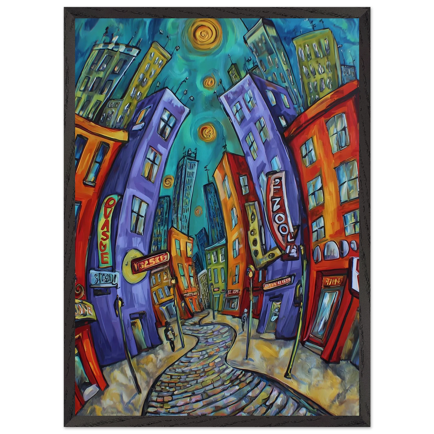 Ville Tourbillon — tableau encadre bois — vue 10 — art mural STNCL