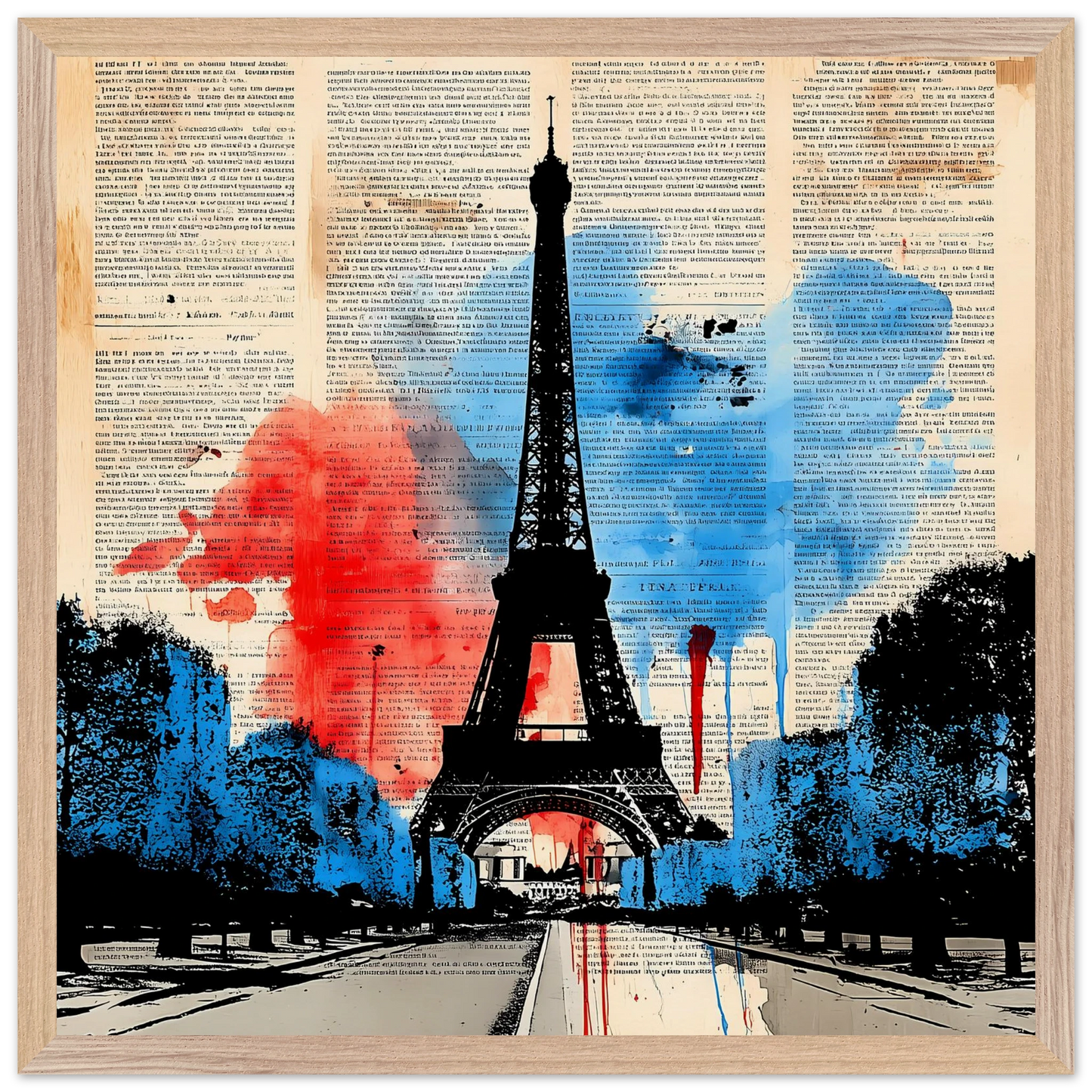Paris Tricolore — tableau encadré bois — vue 3 — art mural STNCL