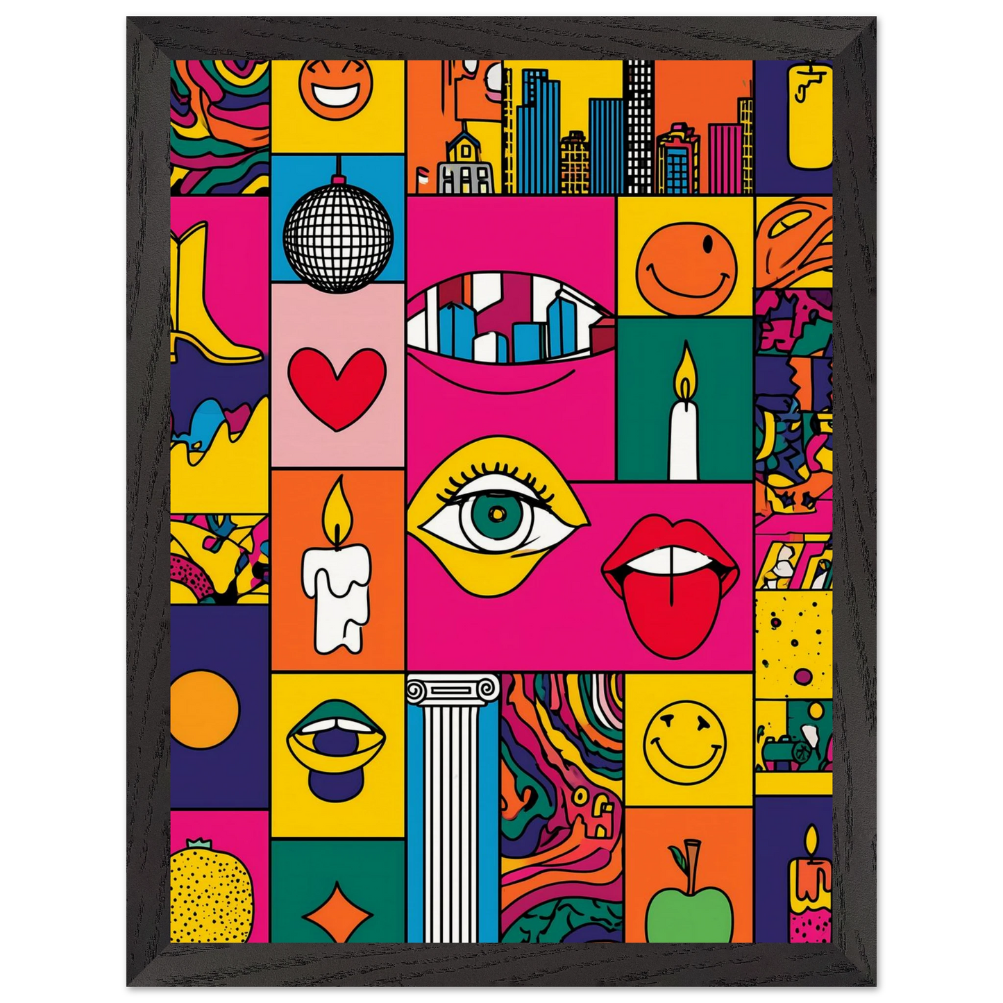 Icônes en Grille — tableau encadre bois — vue 4 — art mural STNCL