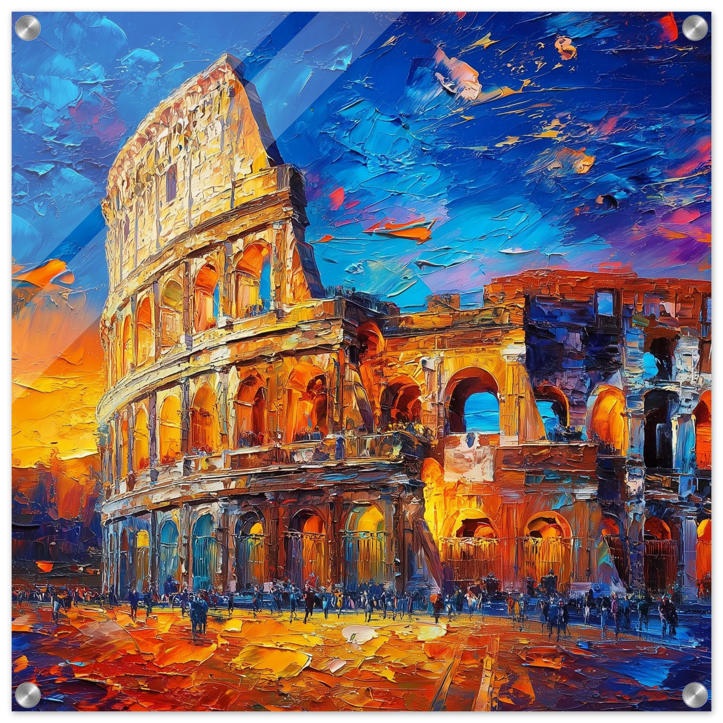 Colisée au Crépuscule Flamboyant — tableau plexiglas — art mural STNCL
