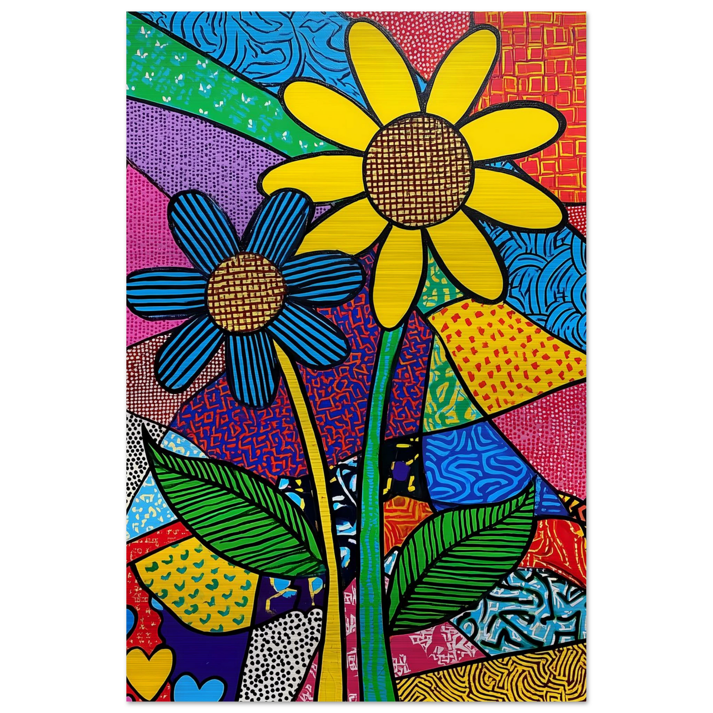 Deux Fleurs en Fête — tableau aluminium — vue 3 — art mural STNCL