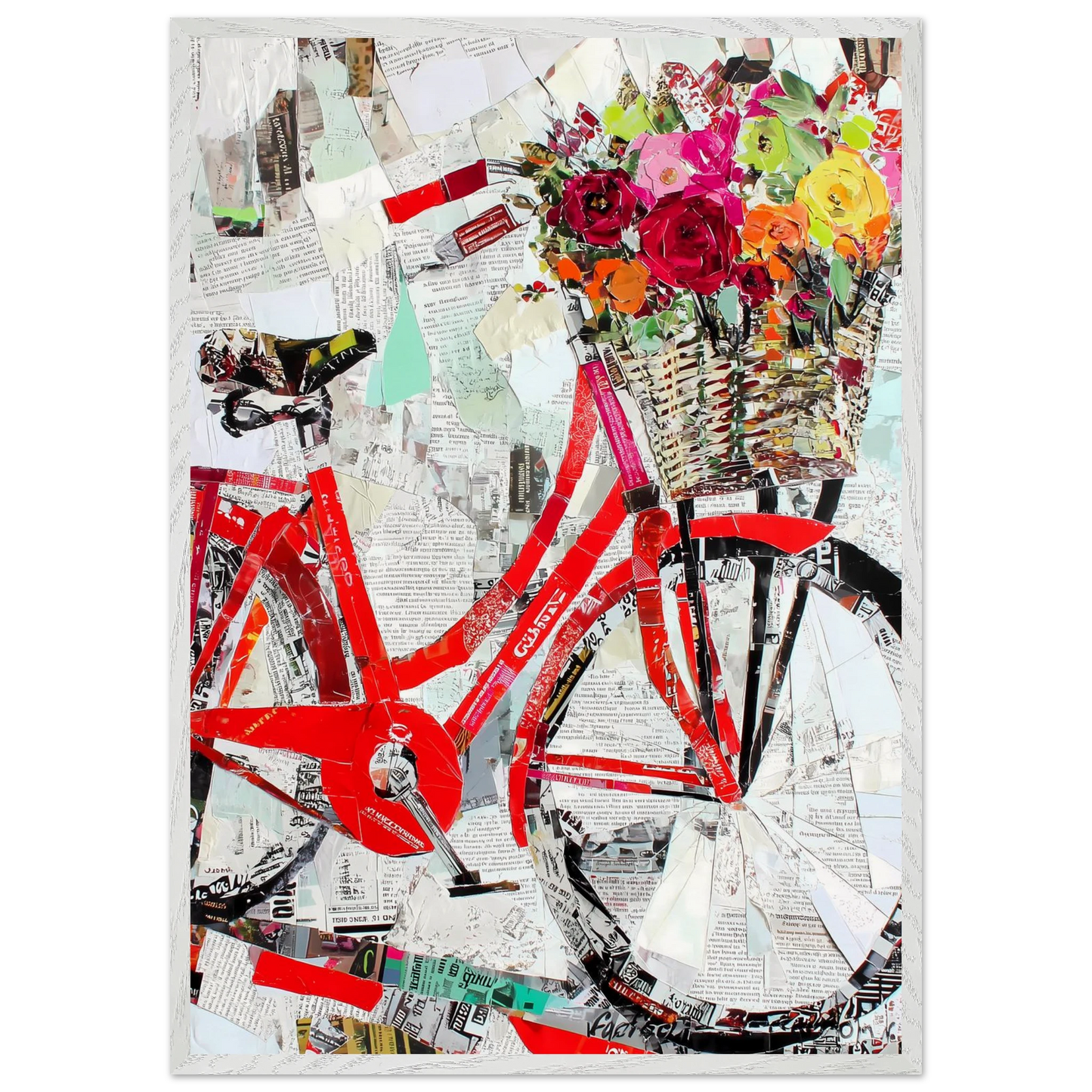 Le Vélo Fleuri — tableau encadré bois — vue 5 — art mural STNCL