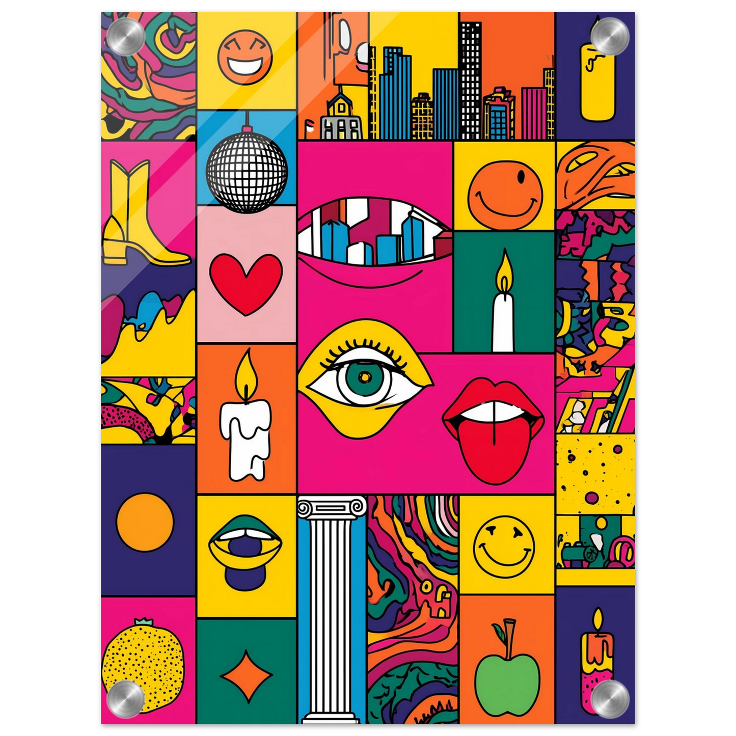 Icônes en Grille — tableau plexiglas — vue 3 — art mural STNCL