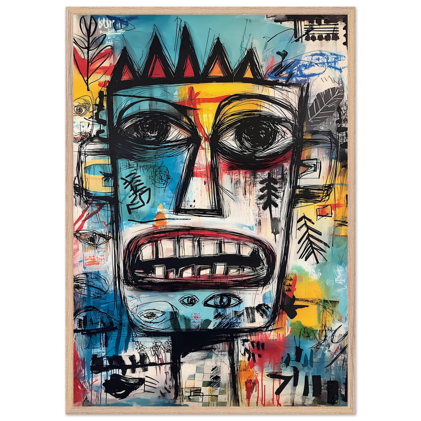 Roi Primitif — tableau encadré bois — vue 6 — art mural STNCL