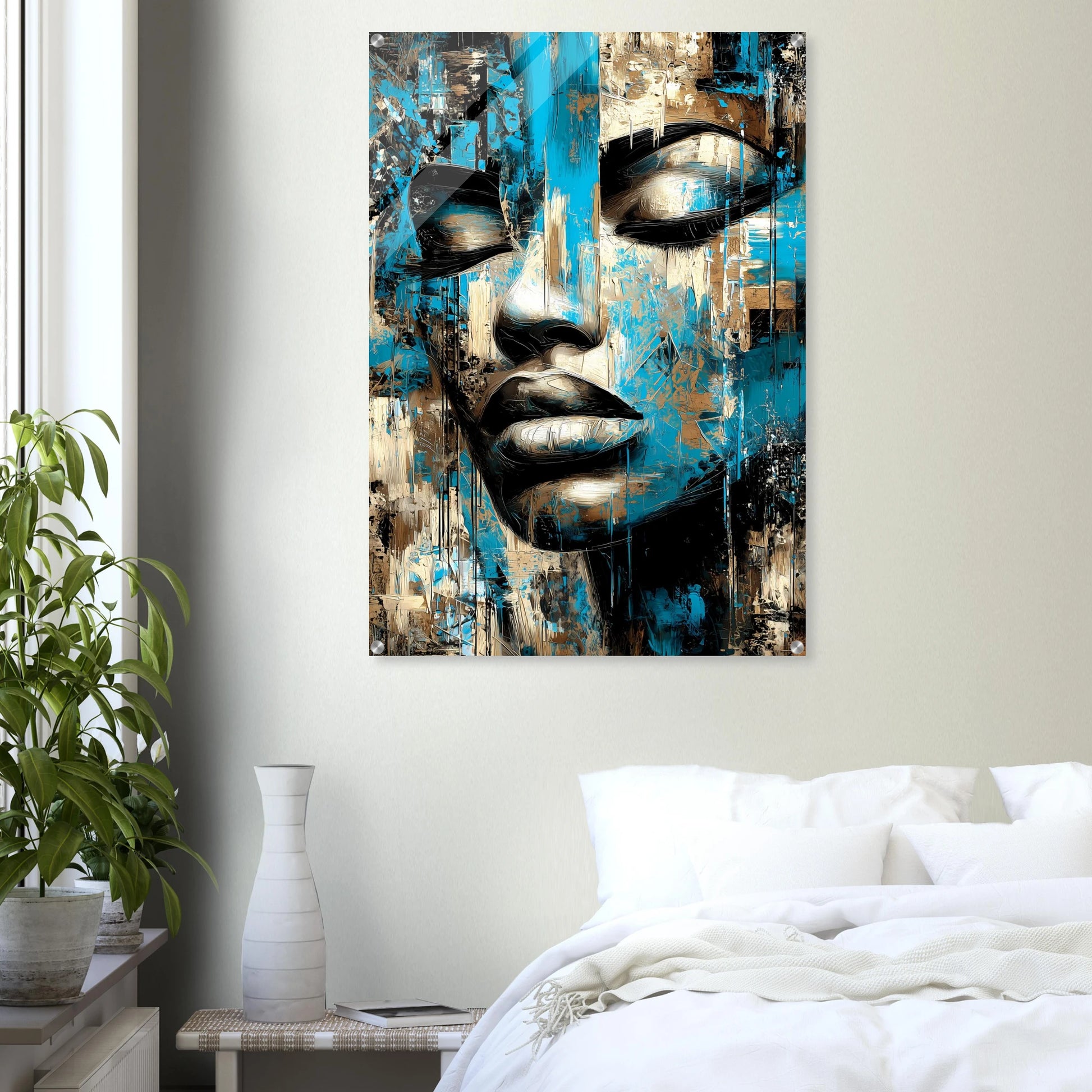 Bleu et Or — tableau plexiglas — vue 7 — art mural STNCL