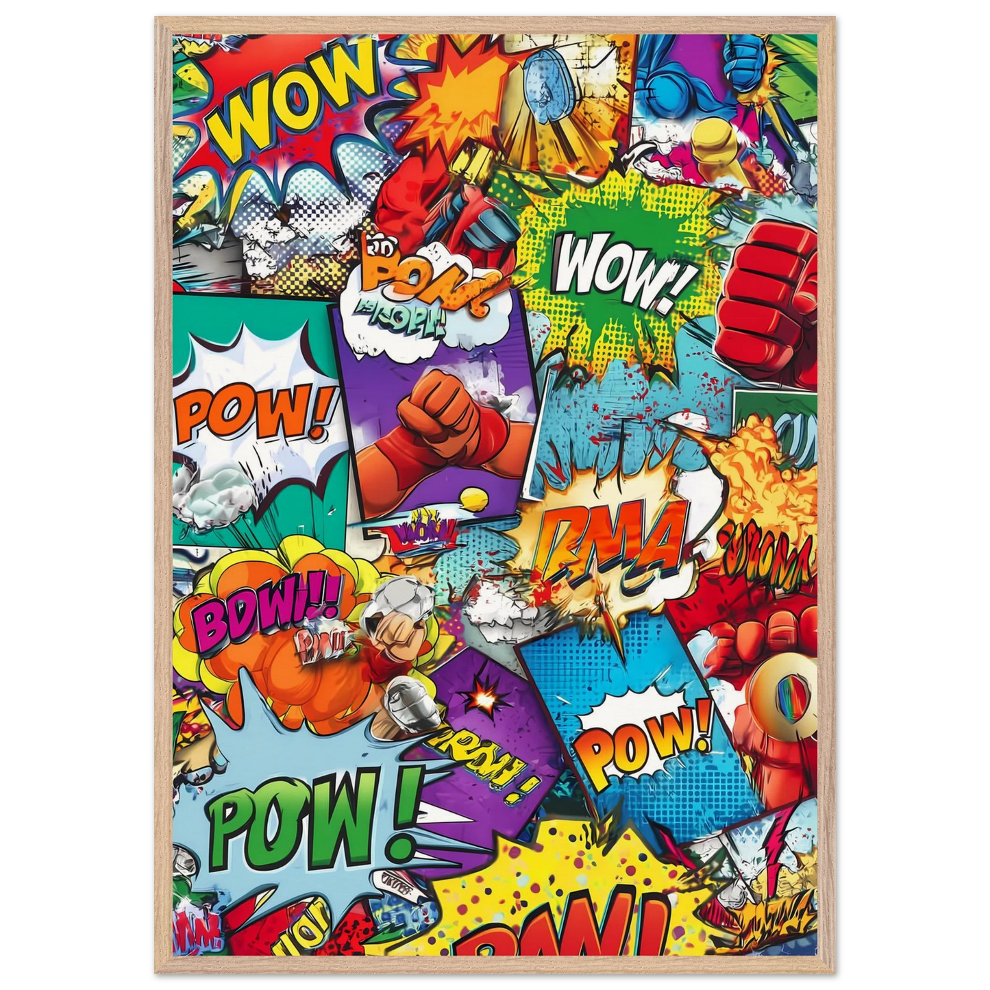 Explosion Pop Art — tableau encadre bois — vue 6 — art mural STNCL