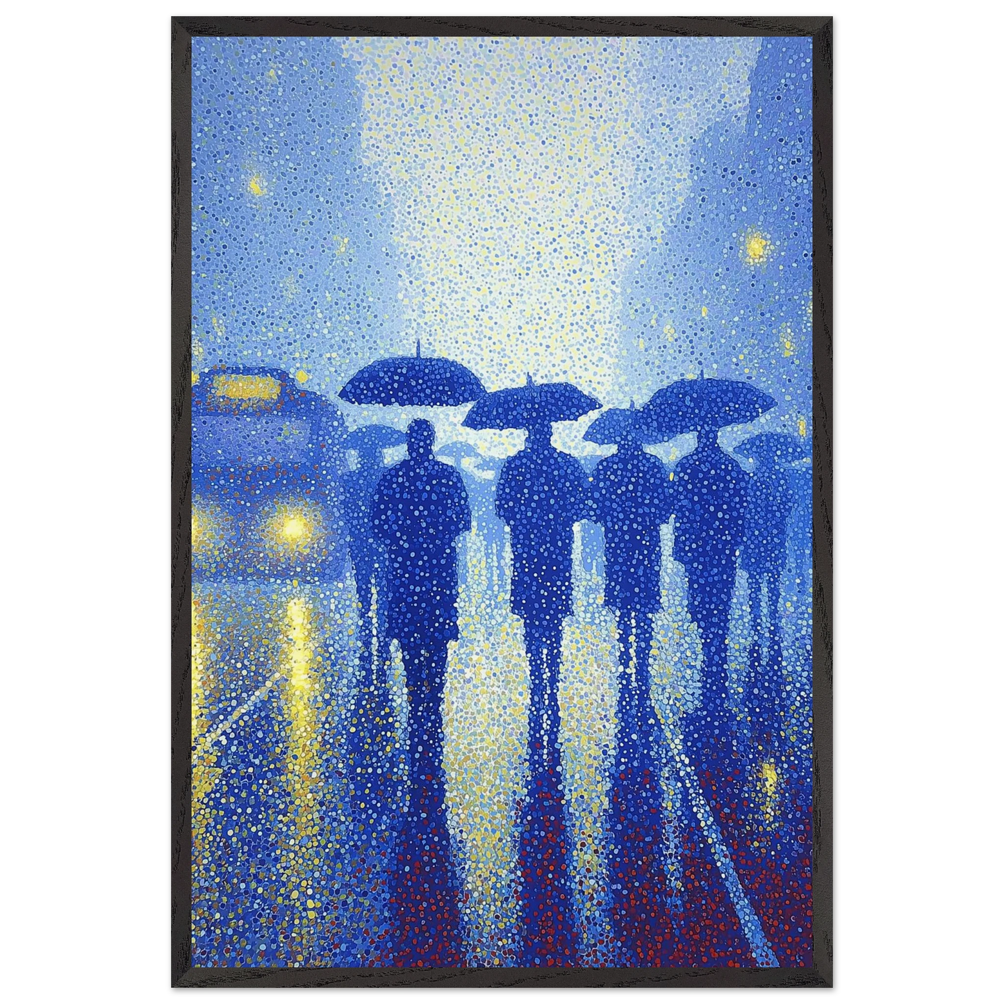 Pluie de Néon Bleu — tableau encadré bois — vue 15 — art mural STNCL