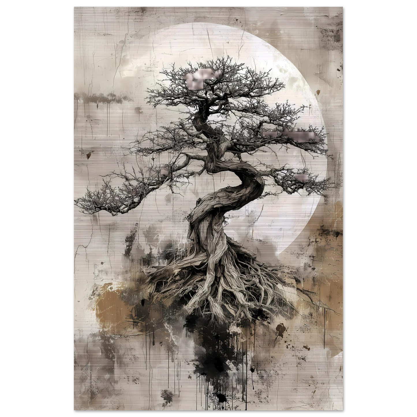 Bonsaï sous la Lune — tableau aluminium — vue 3 — art mural STNCL