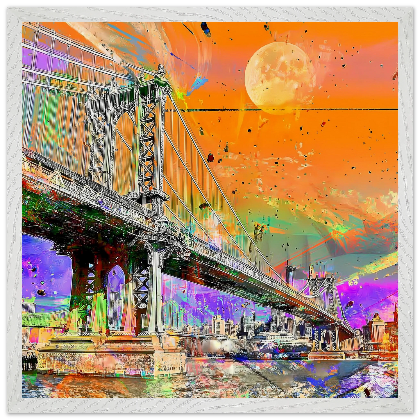 Pont sous la Lune — tableau encadre bois — vue 12 — art mural STNCL