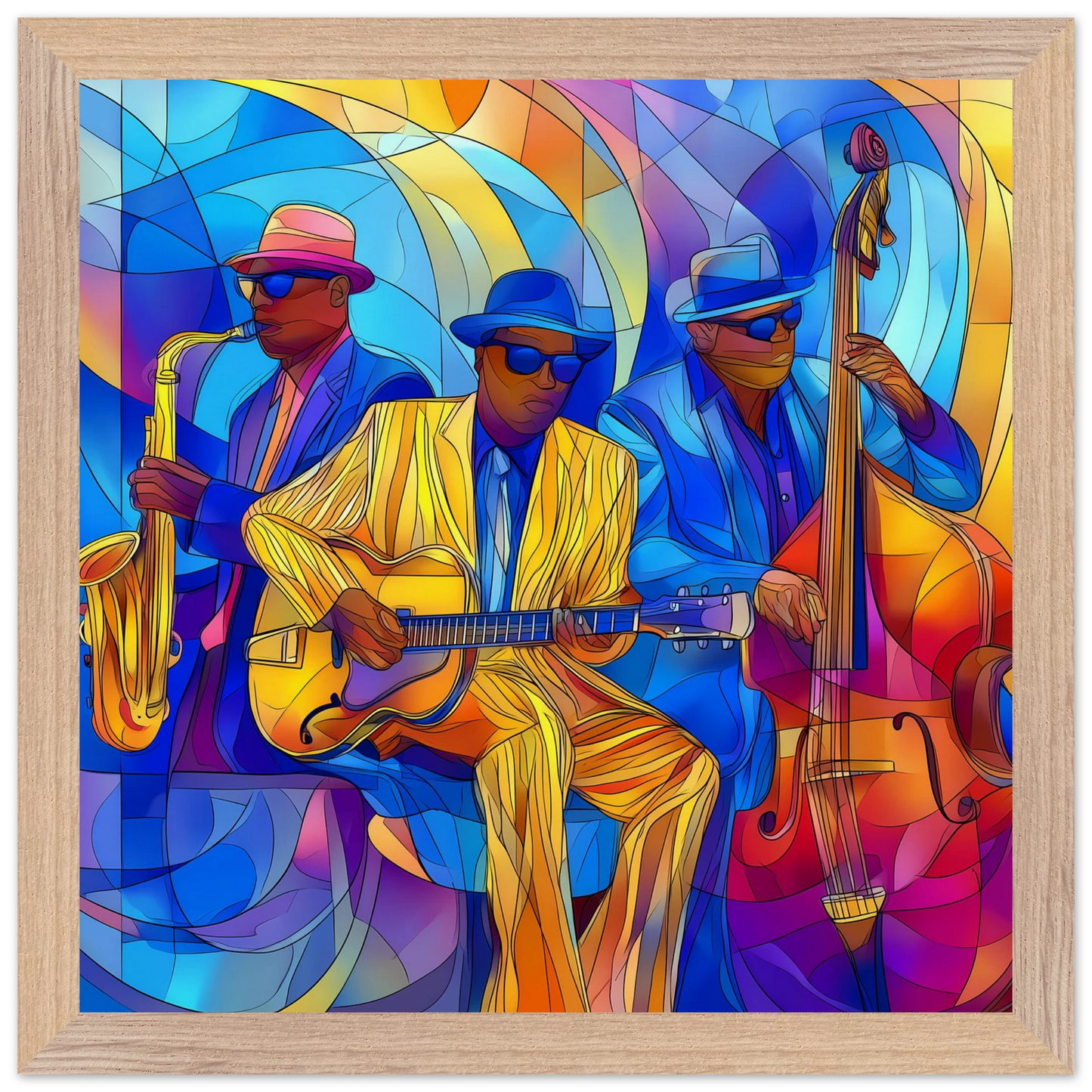 Trio de Jazz — tableau encadre bois — vue 7 — art mural STNCL