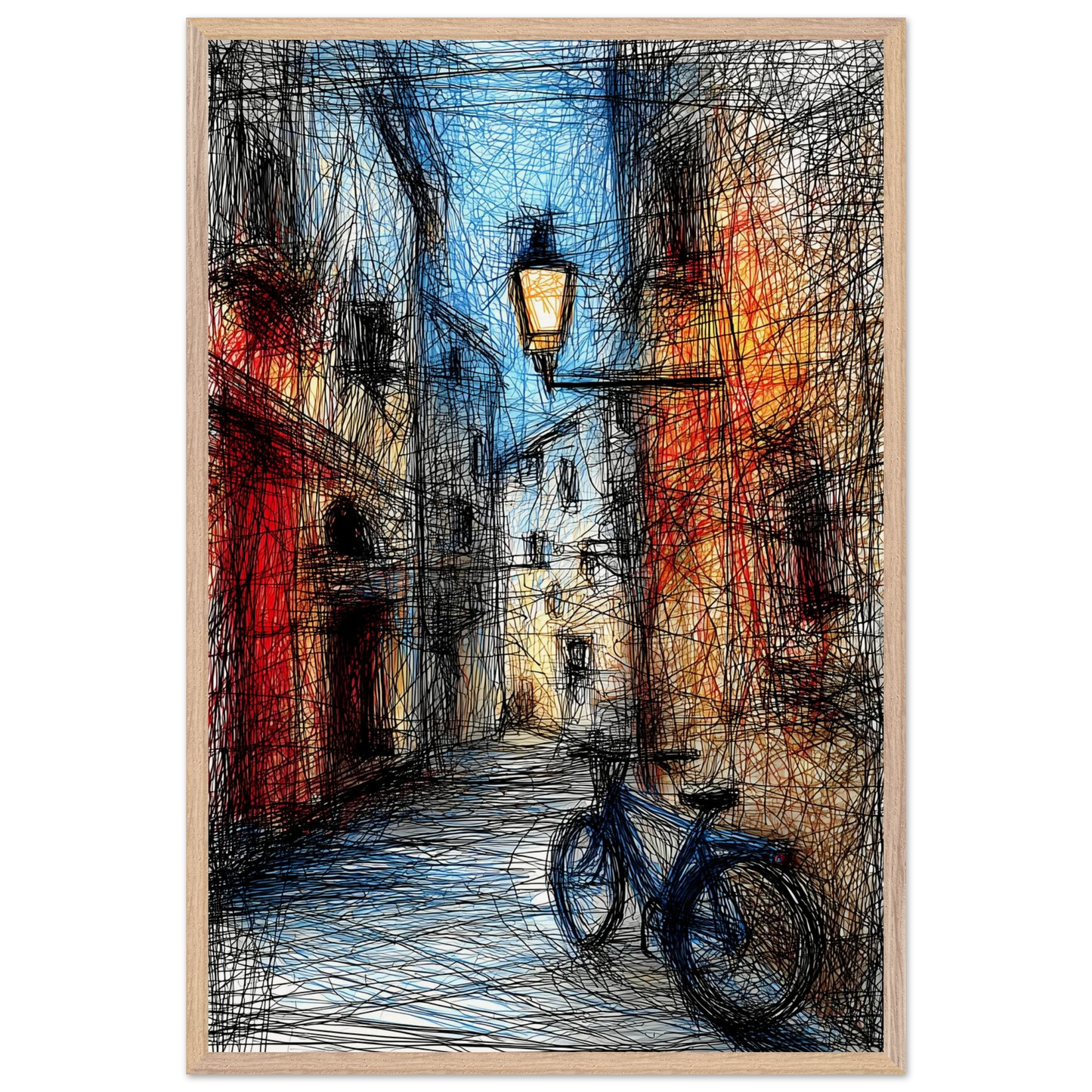Ruelle à la Lanterne — tableau encadré bois — vue 14 — art mural STNCL