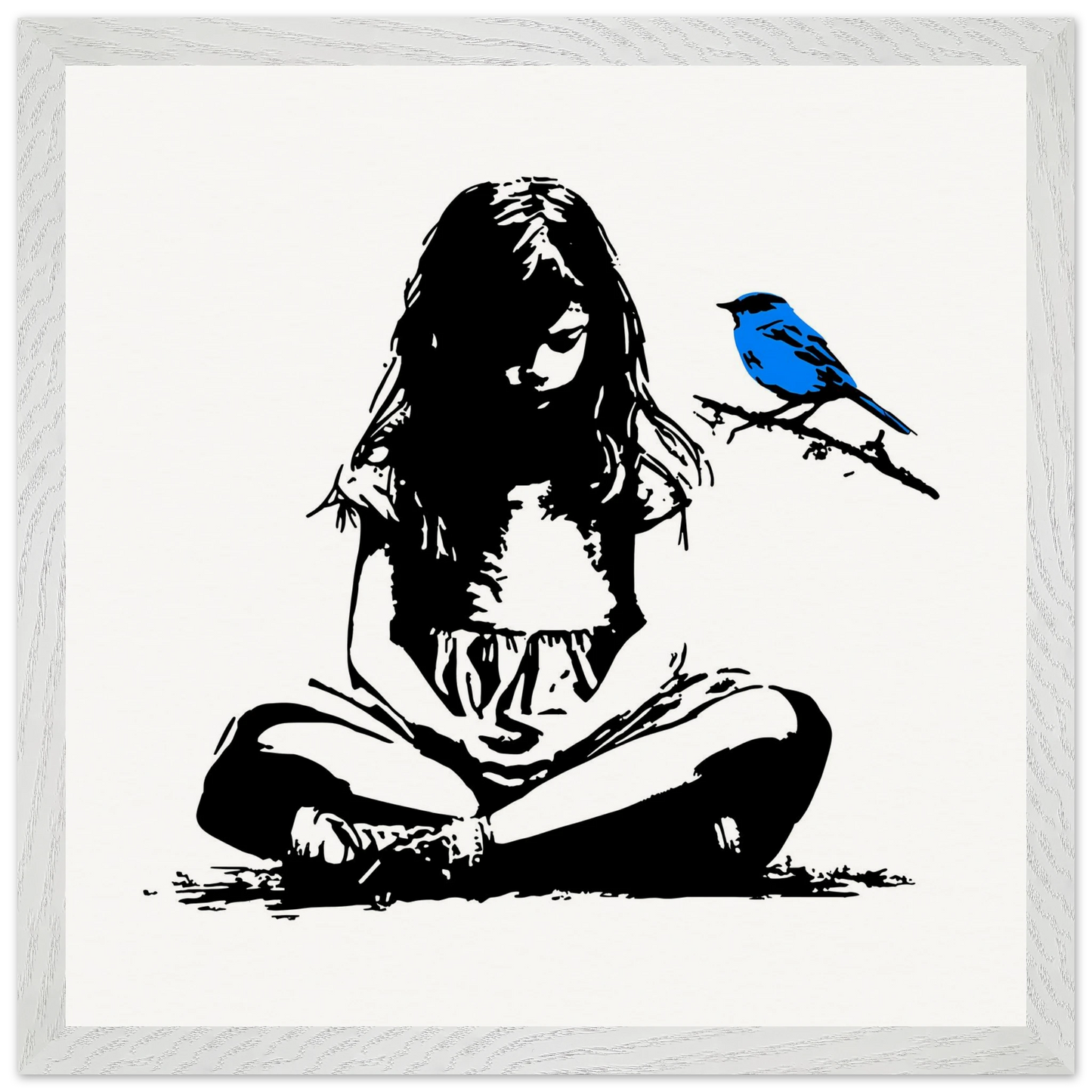 L'Oiseau Bleu — tableau encadré bois — vue 9 — art mural STNCL