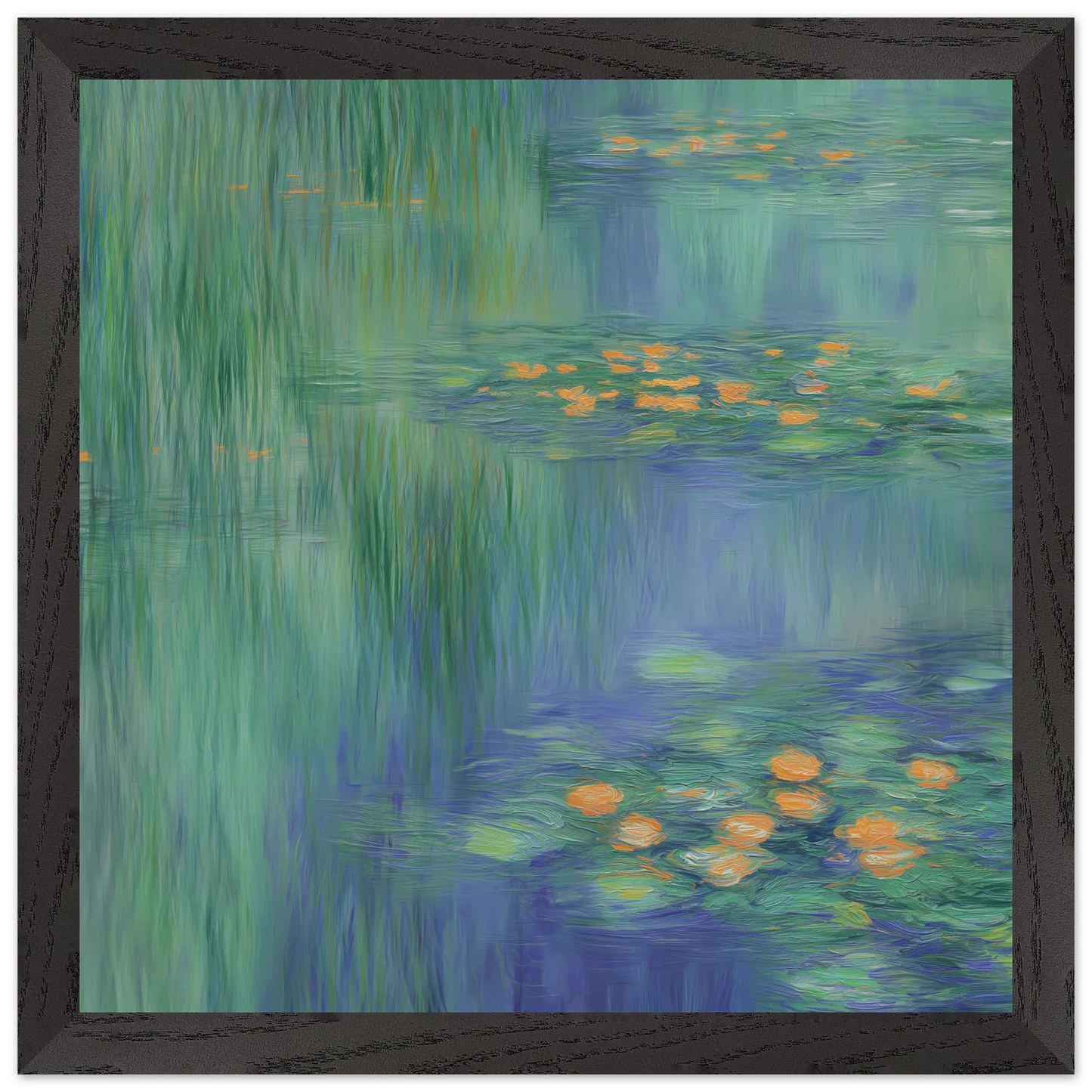 Reflets de Nénuphars — tableau encadré bois — vue 2 — art mural STNCL