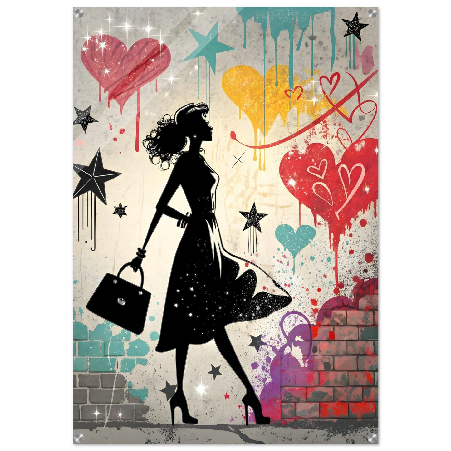 Silhouette Femme Shopping — tableau plexiglas — art mural STNCL