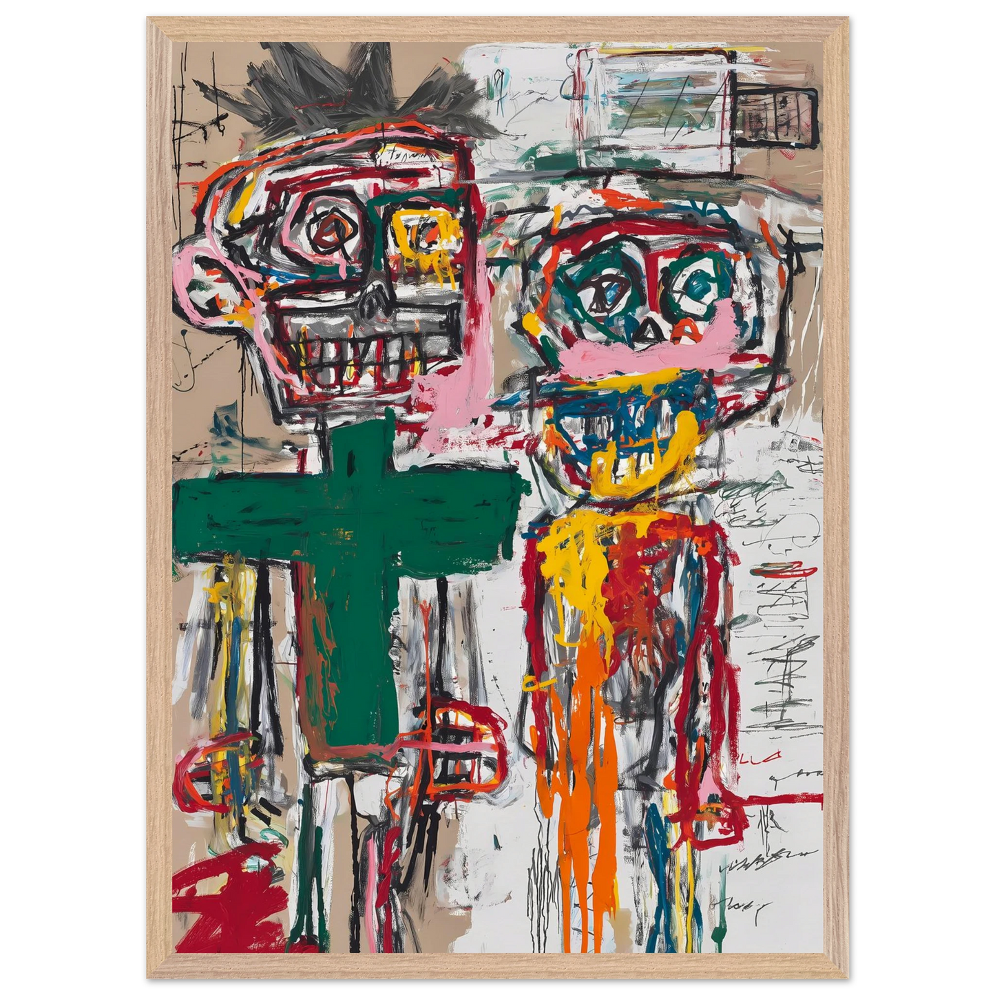 Deux Totems — tableau encadre bois — vue 13 — art mural STNCL