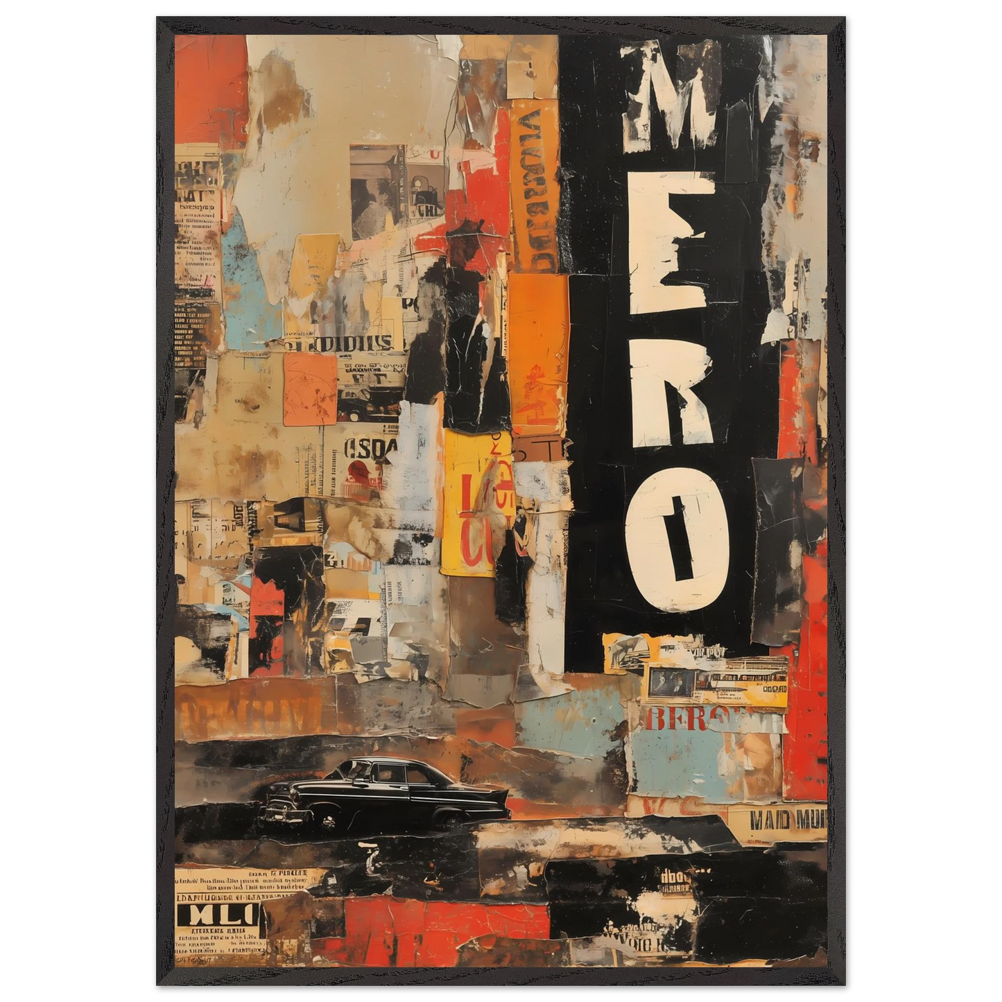 Affiches Lacérées — tableau encadré bois — art mural STNCL