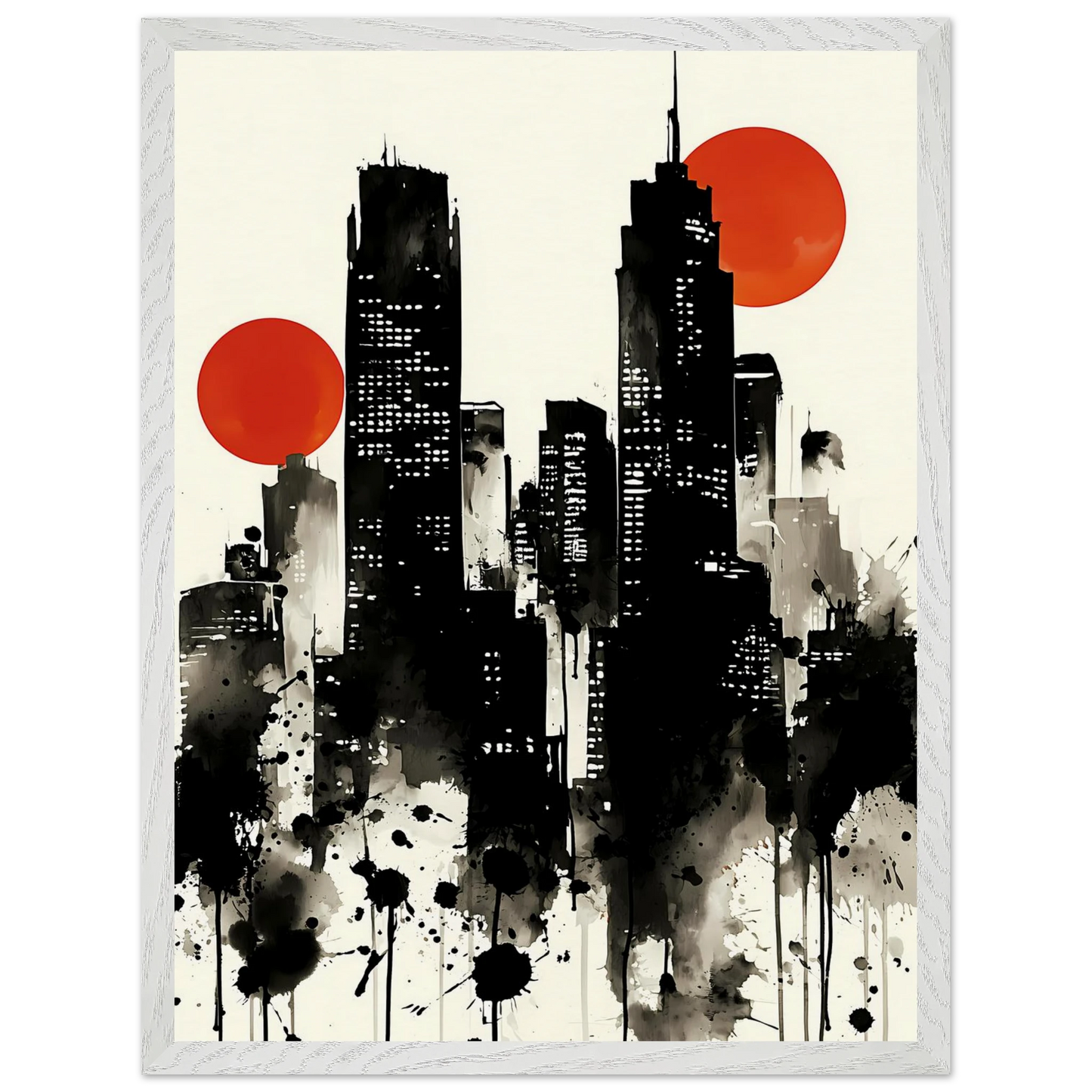 Ville d'Encre — tableau encadre bois — vue 8 — art mural STNCL
