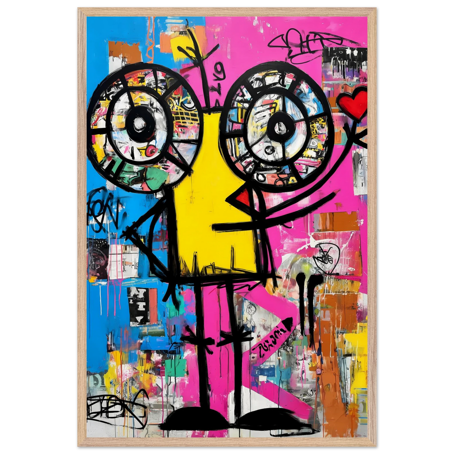 Petit Monstre au Cœur — tableau encadré bois — vue 14 — art mural STNCL
