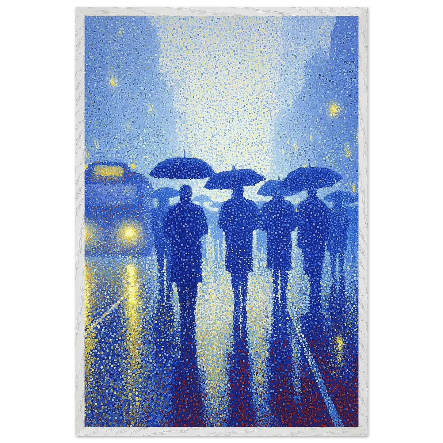Pluie de Néon Bleu — tableau encadré bois — vue 8 — art mural STNCL