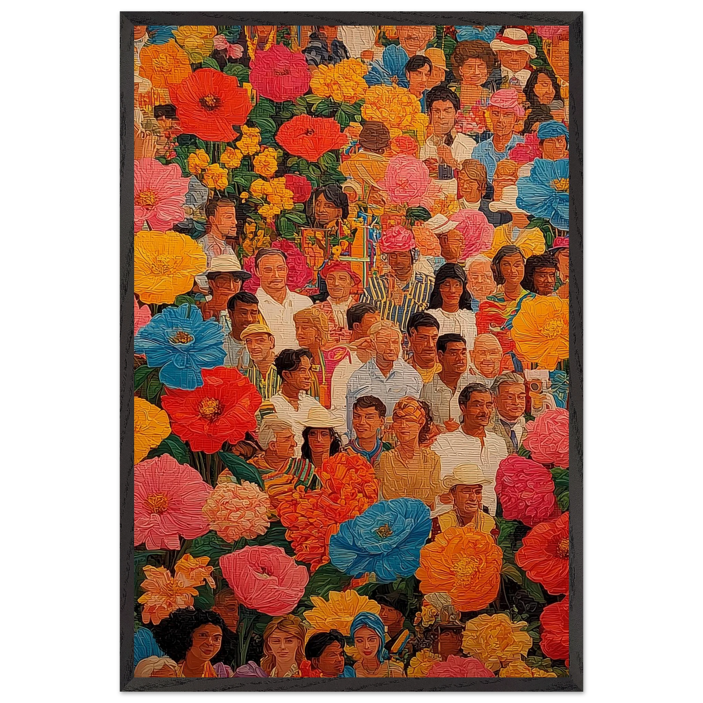 Jardin des Visages — tableau encadré bois — vue 2 — art mural STNCL