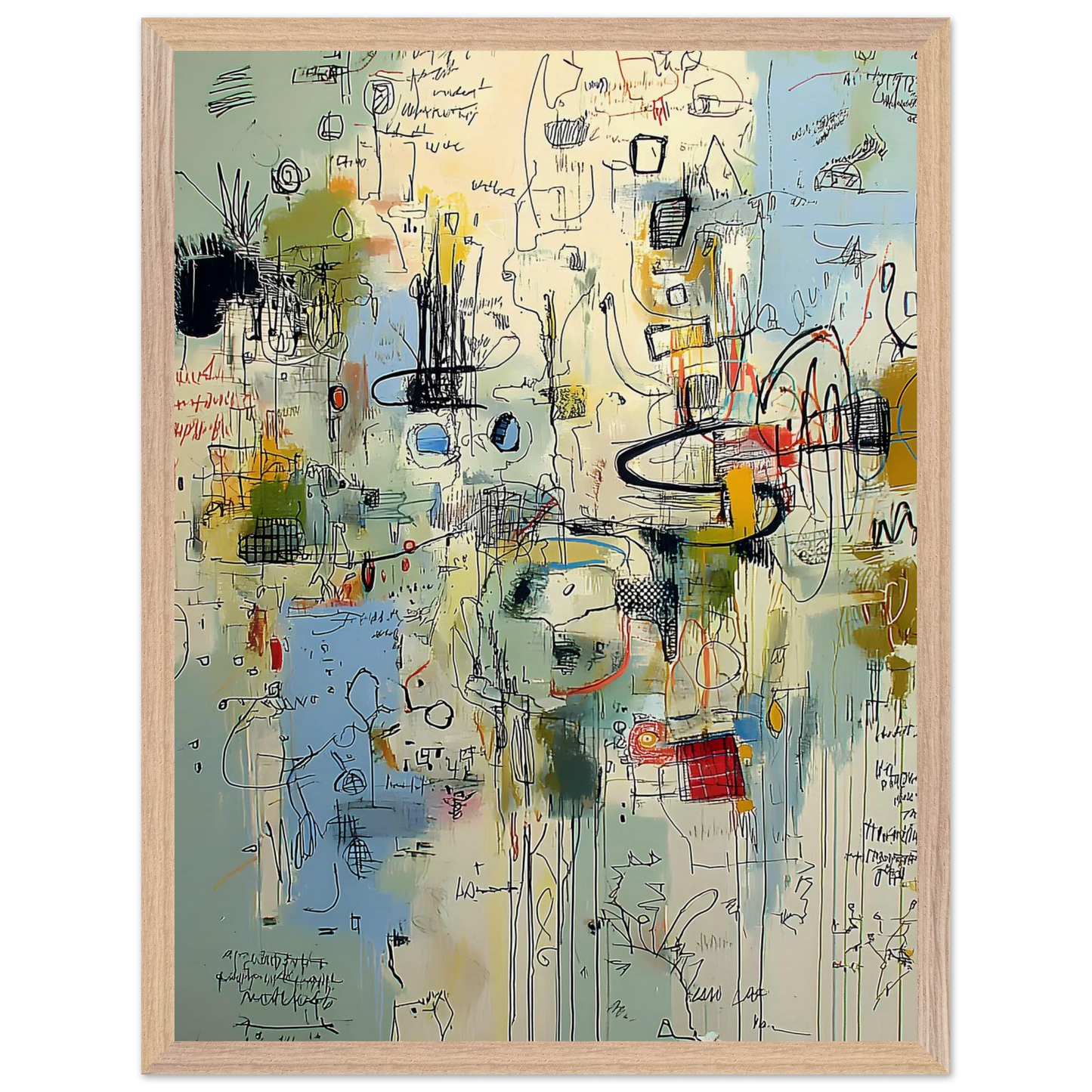 Écriture du Vent — tableau encadré bois — vue 3 — art mural STNCL