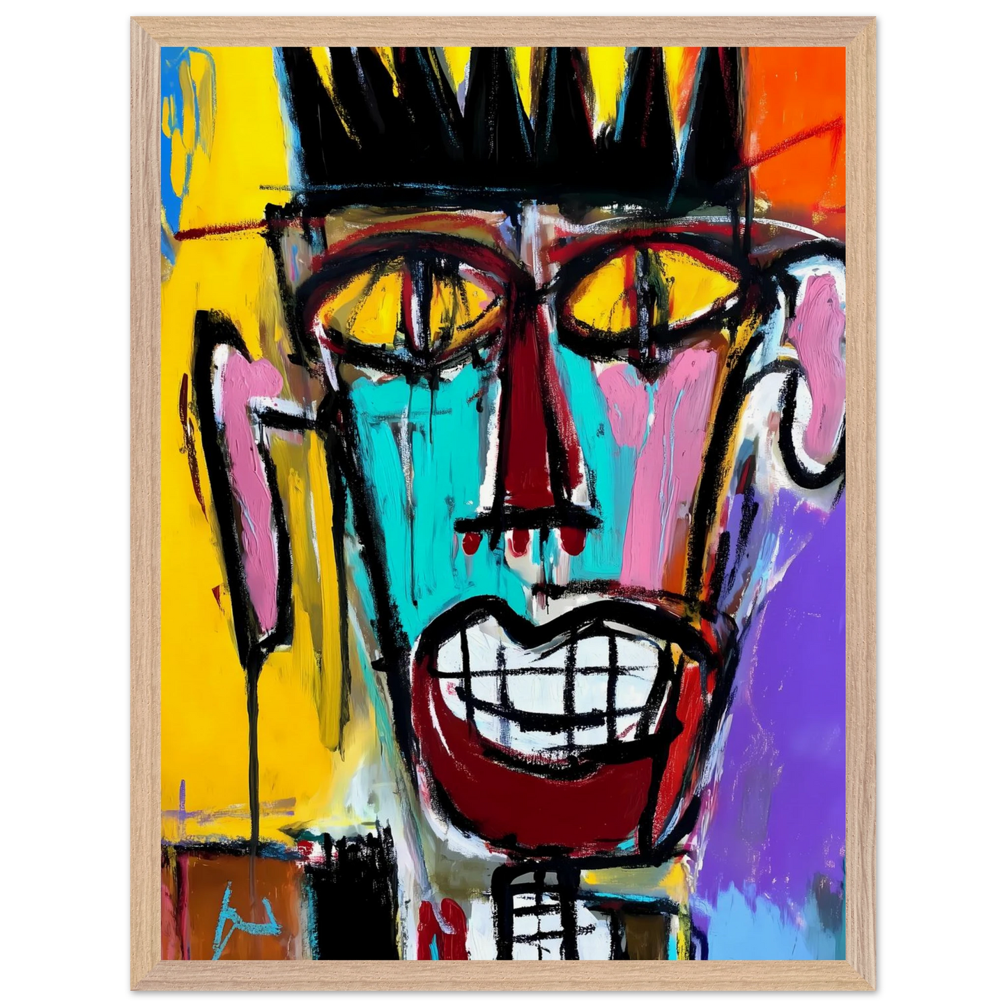 Sourire Carnassier — tableau encadré bois — vue 3 — art mural STNCL
