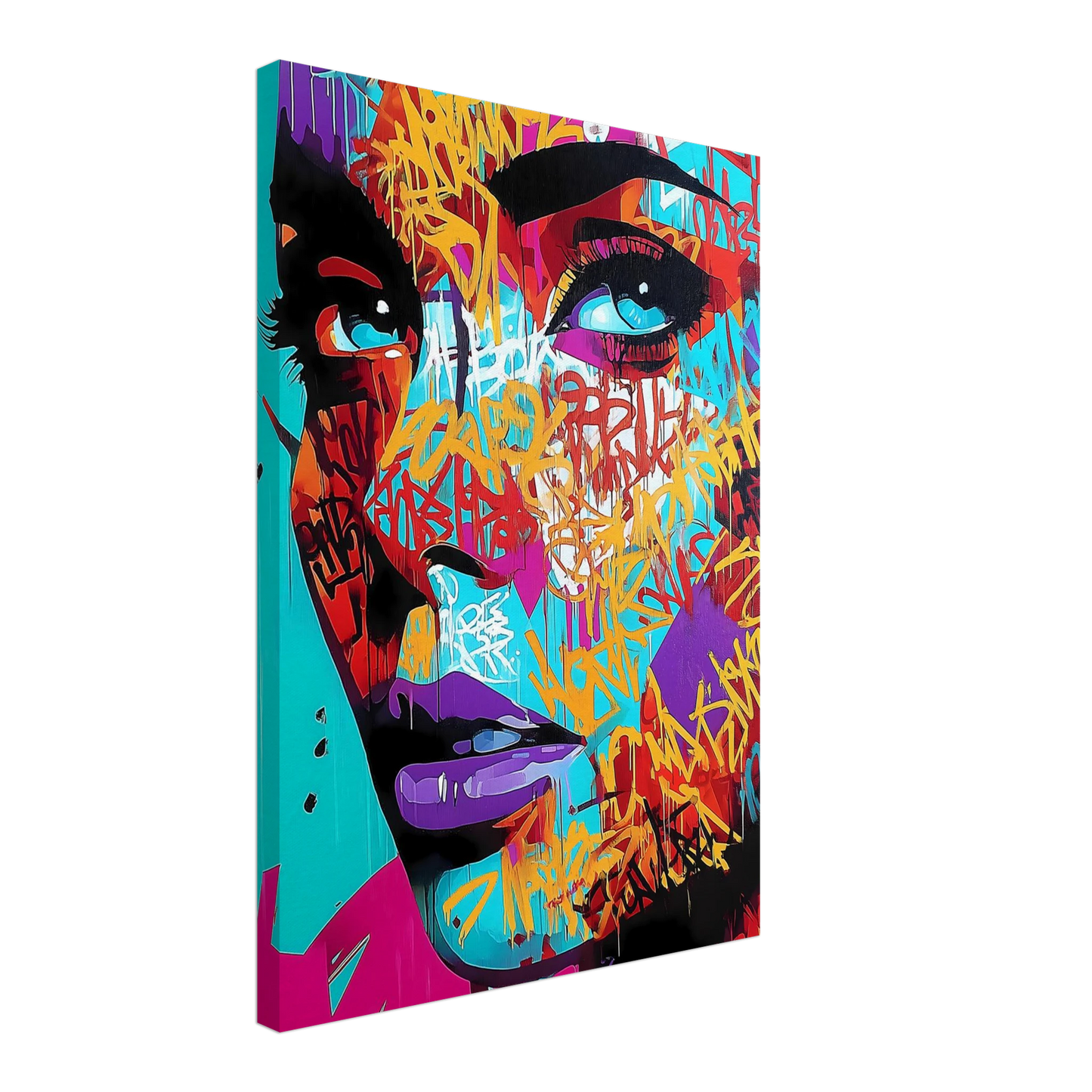 Lettres sur le Visage — tableau sur toile — vue 3 — art mural STNCL