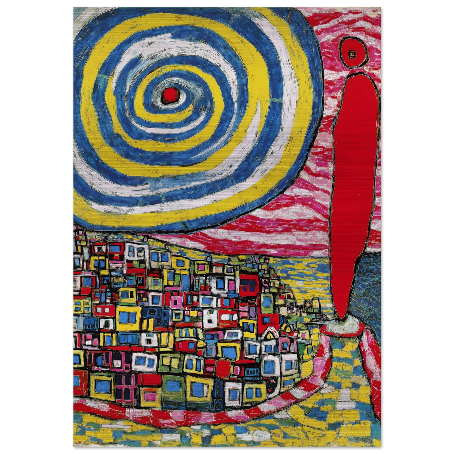 La Spirale et les Maisons — tableau aluminium — art mural STNCL