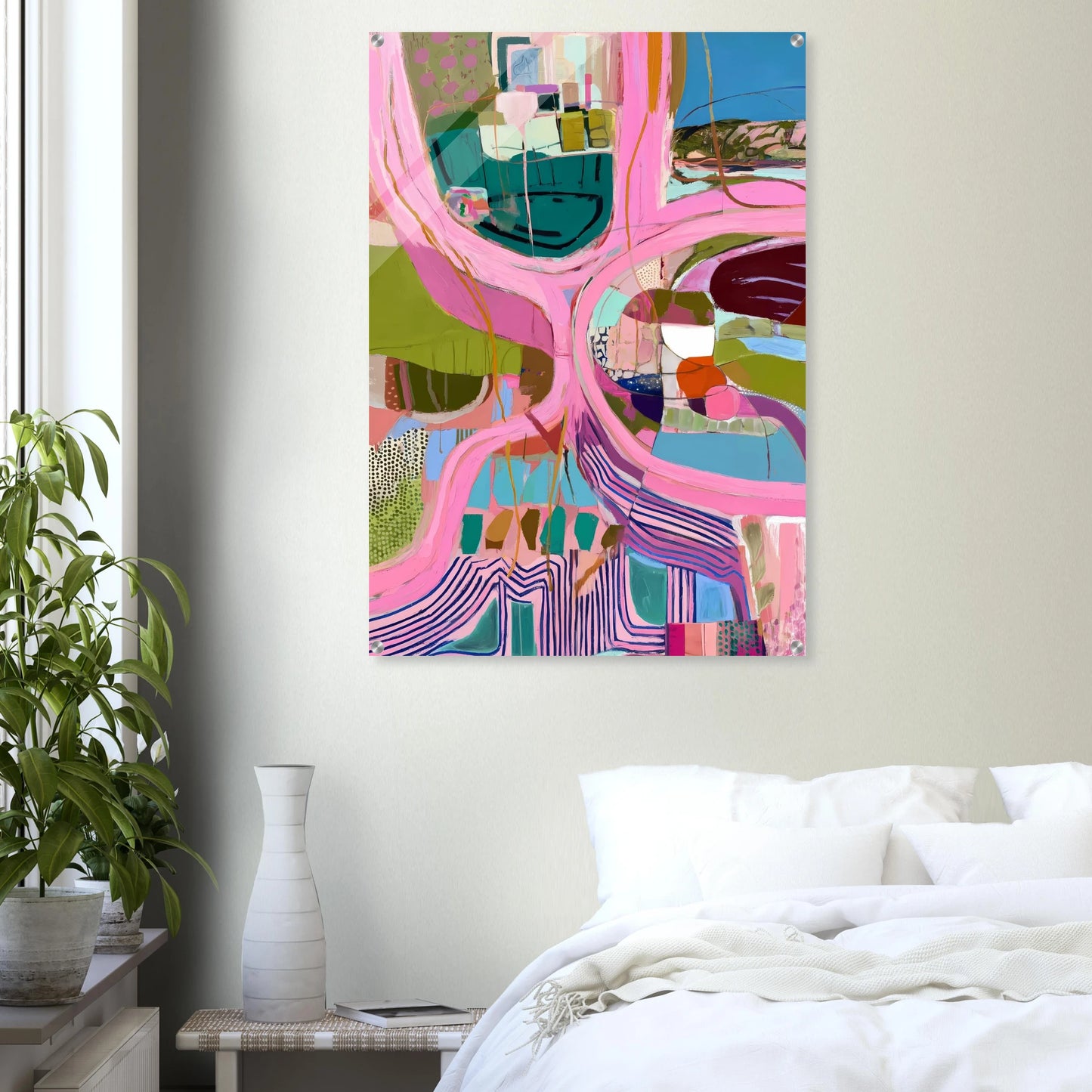 Méandres Roses — tableau plexiglas — vue 7 — art mural STNCL
