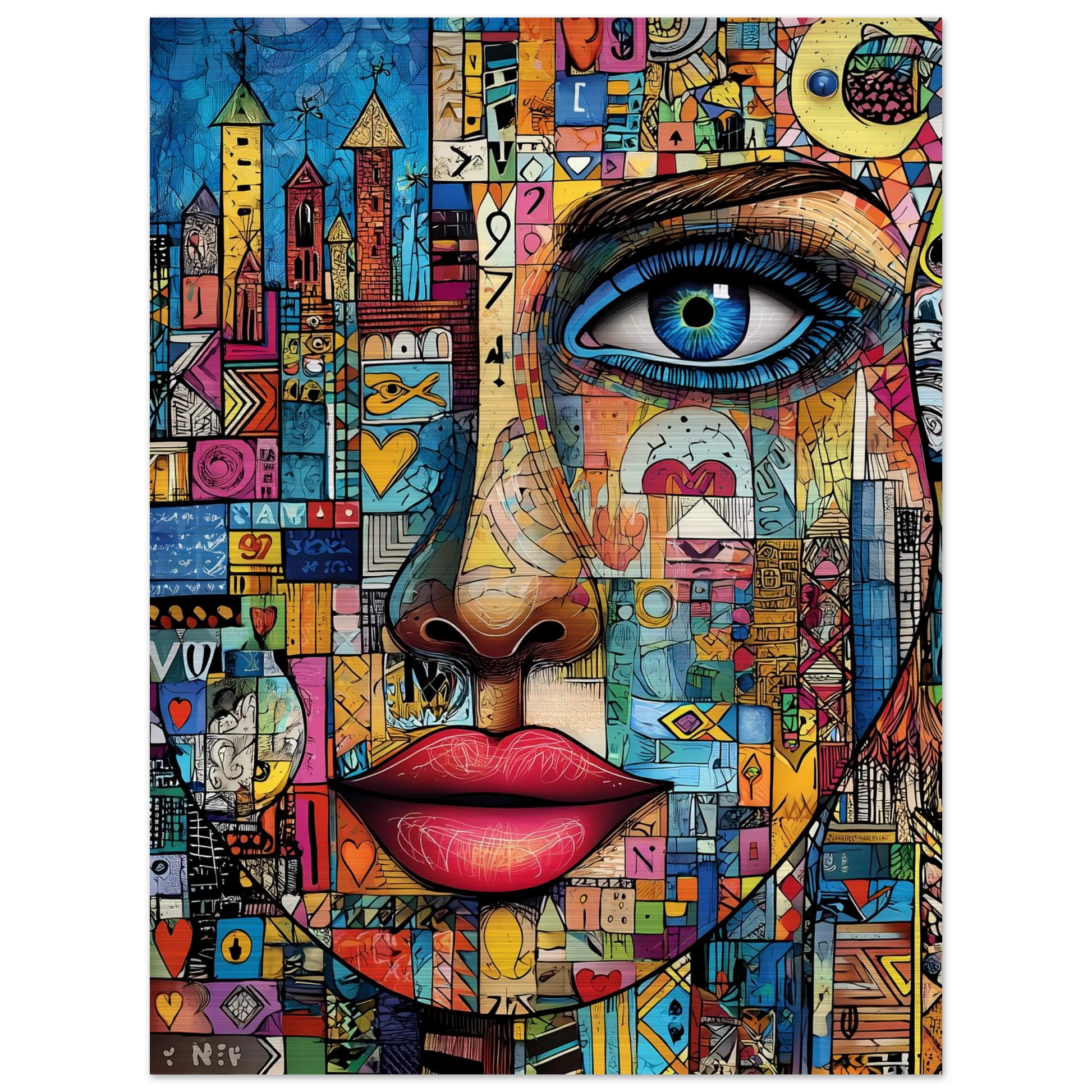 Visage Mosaïque — tableau aluminium — vue 5 — art mural STNCL