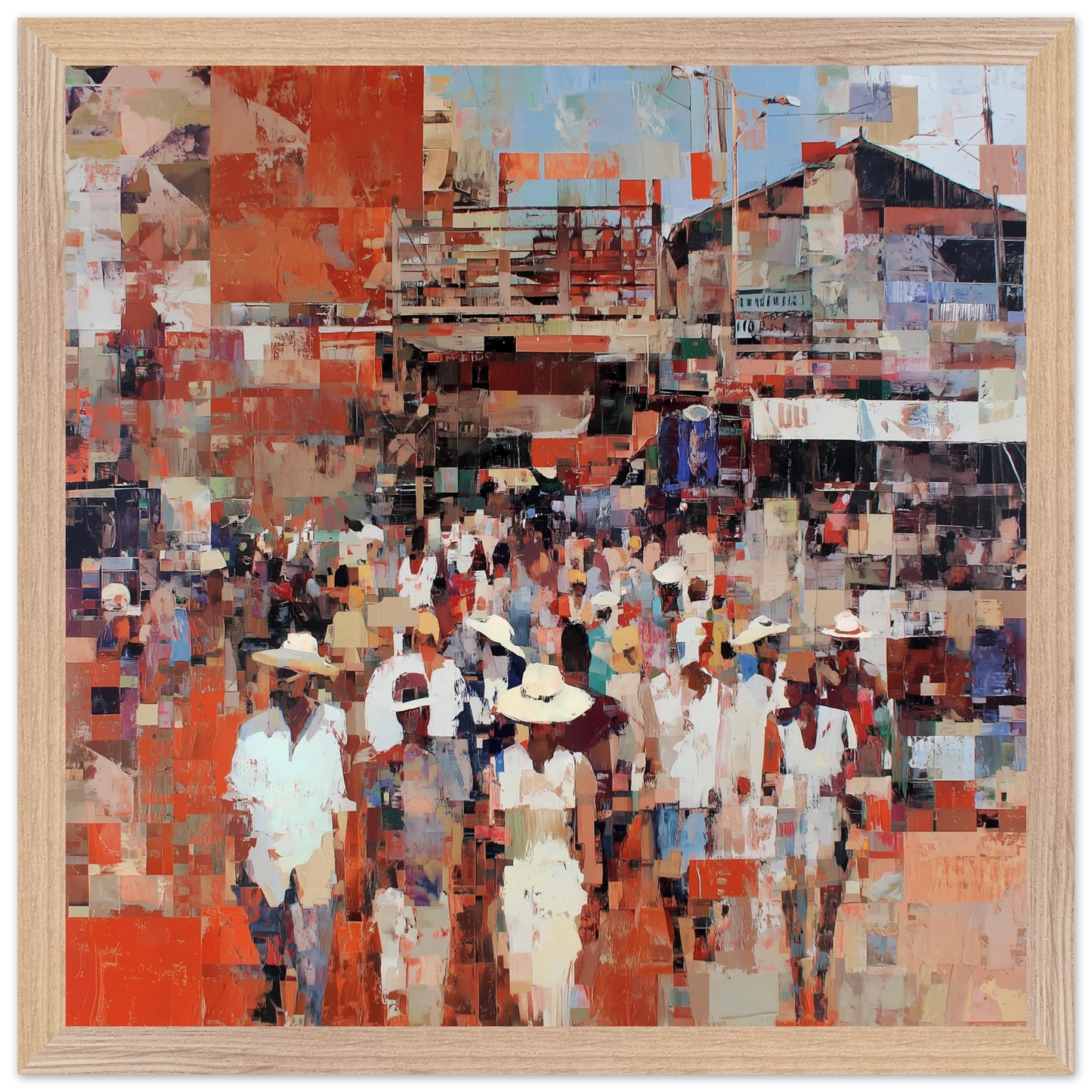Marché en Couleurs — tableau encadre bois — vue 4 — art mural STNCL