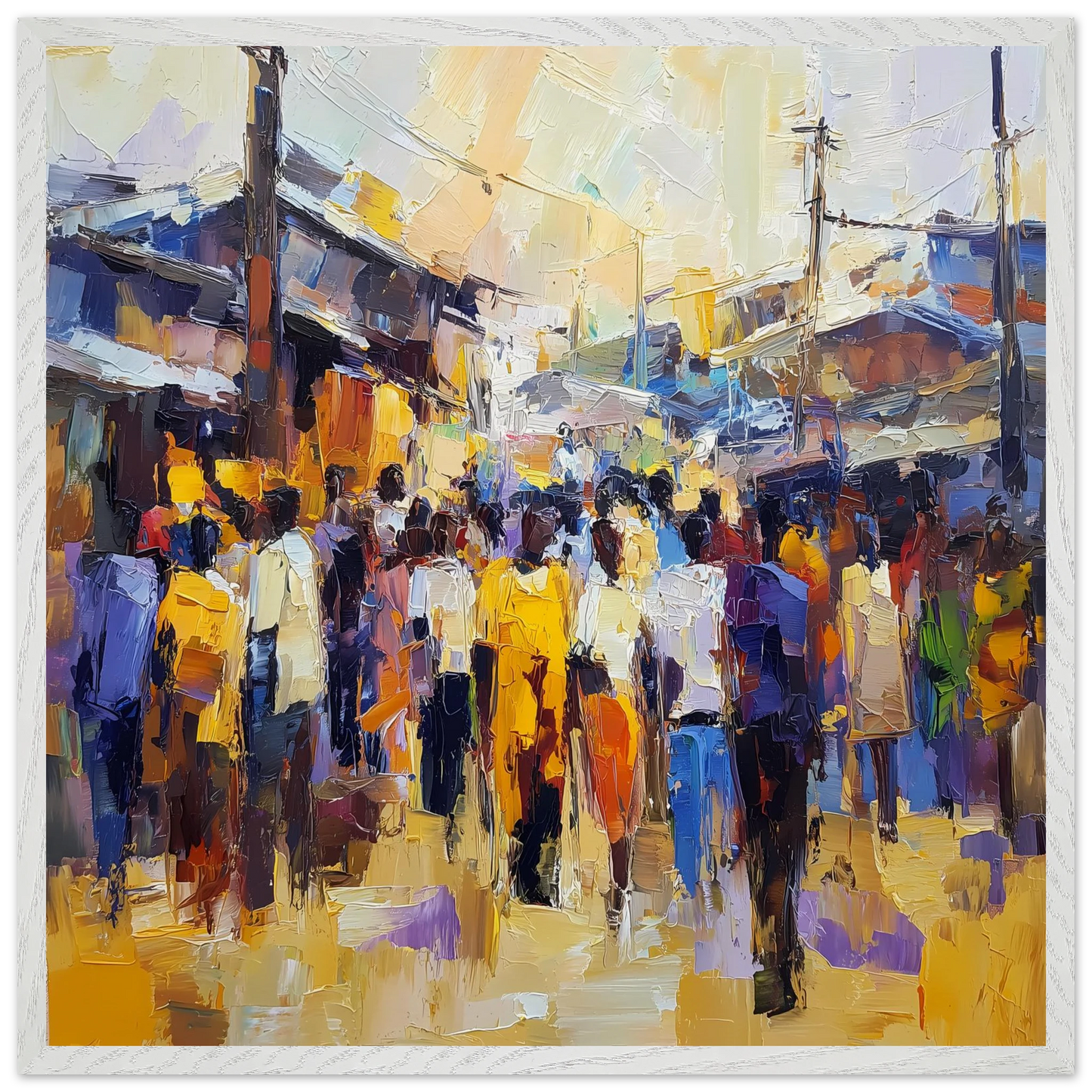 Jour de Marché — tableau encadré bois — vue 5 — art mural STNCL