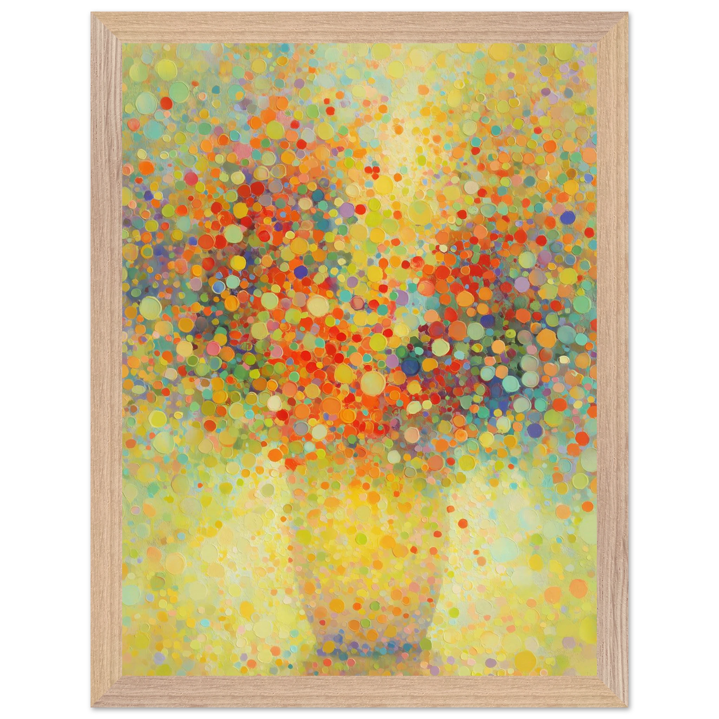 Floraison Pointilliste — tableau encadré bois — vue 12 — art mural STNCL