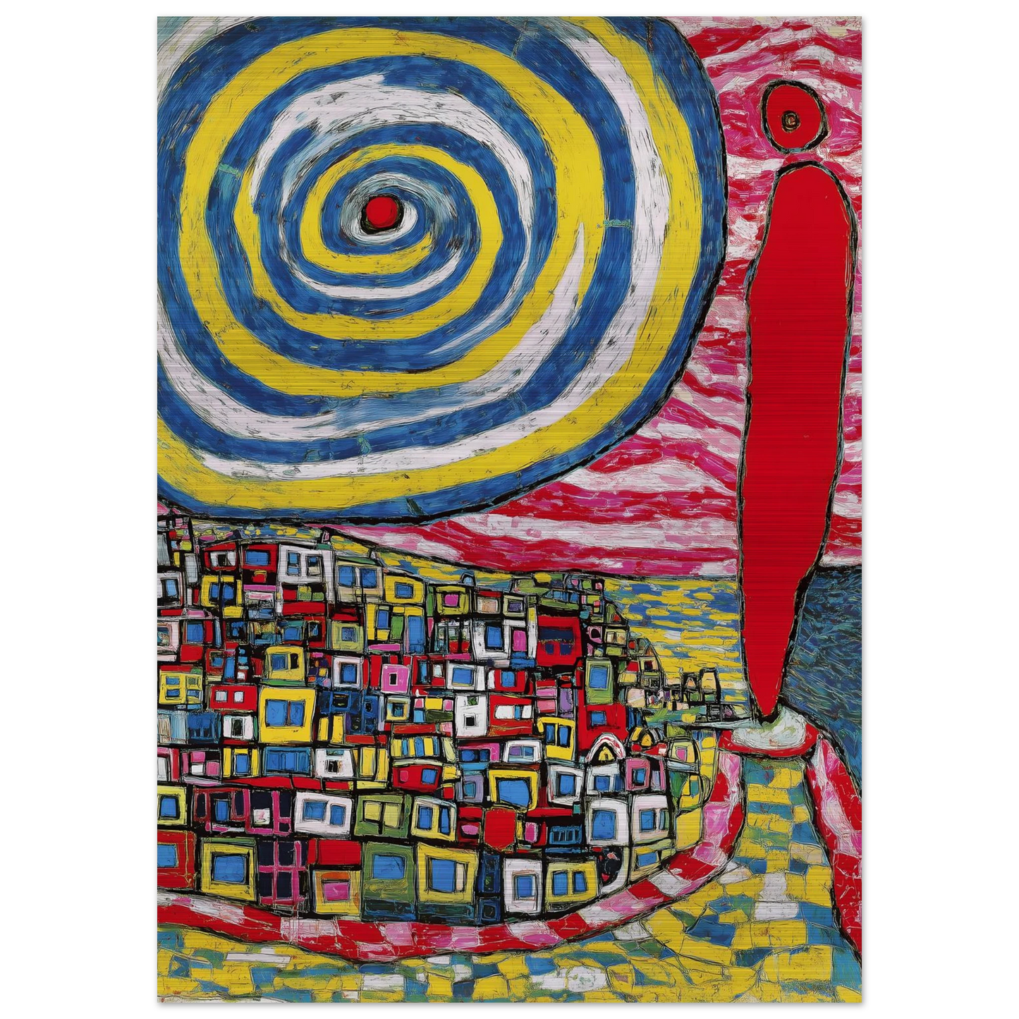 La Spirale et les Maisons — tableau aluminium — vue 4 — art mural STNCL
