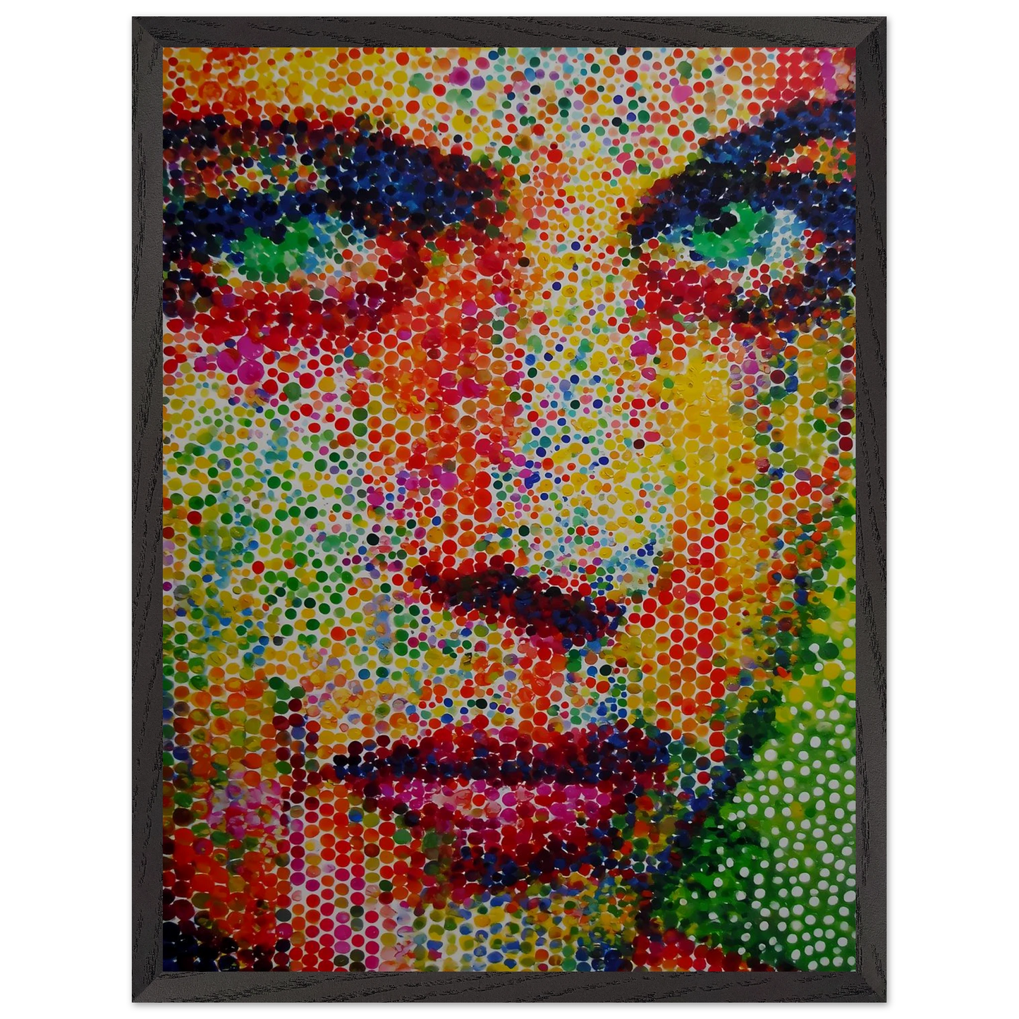 Le Visage en Points — tableau encadré bois — vue 15 — art mural STNCL
