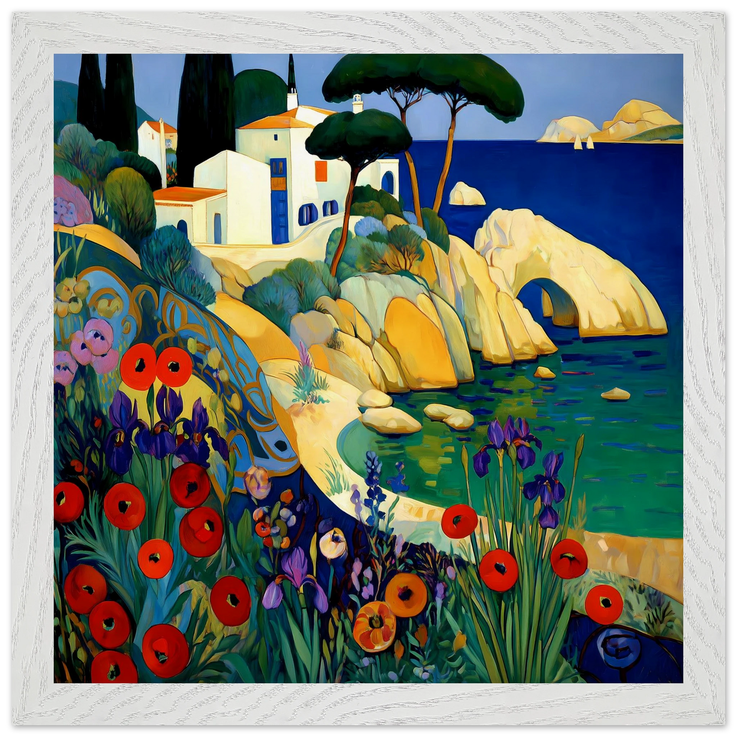 La Crique aux Coquelicots — tableau encadré bois — vue 11 — art mural STNCL