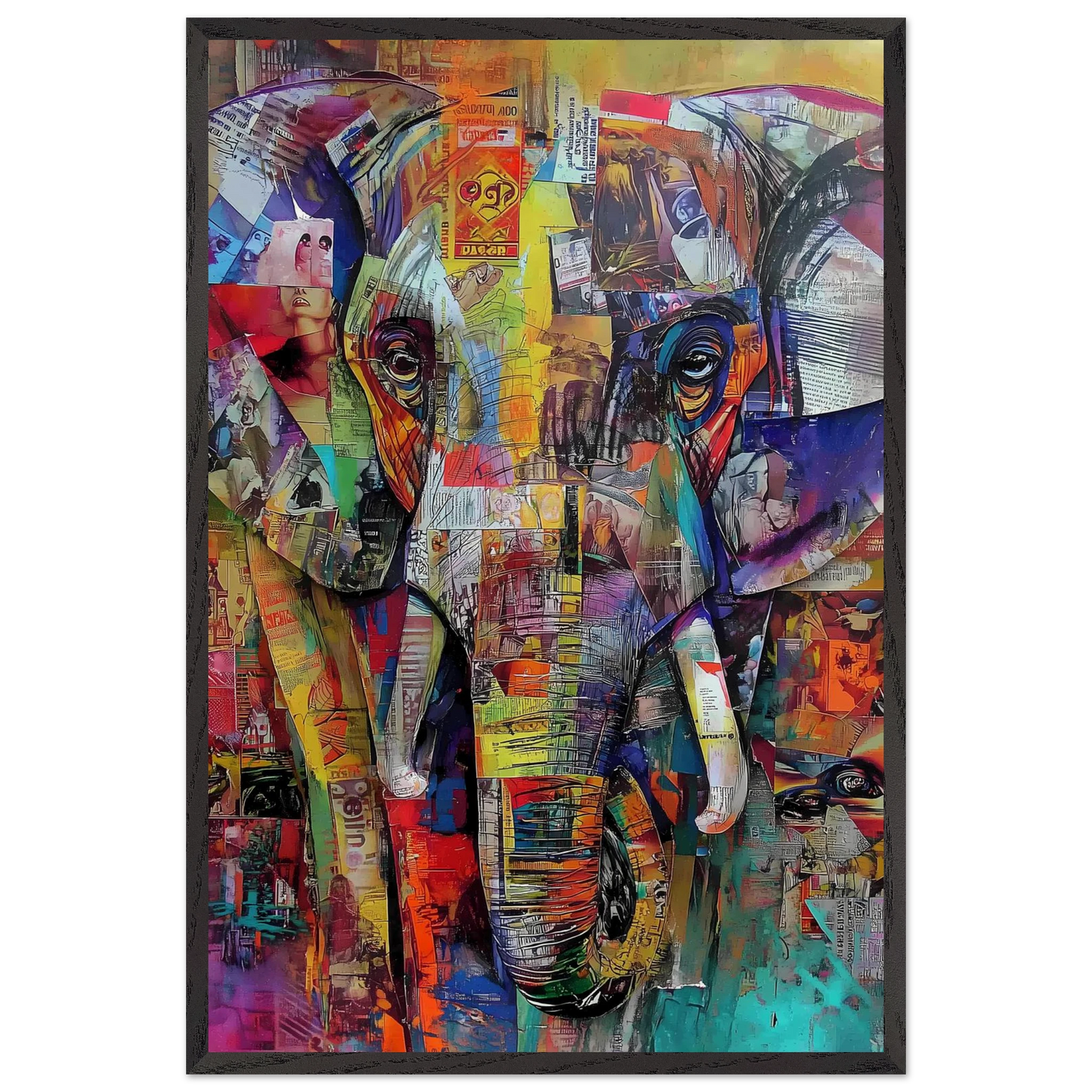 Éléphant de Papier — tableau encadré bois — vue 2 — art mural STNCL