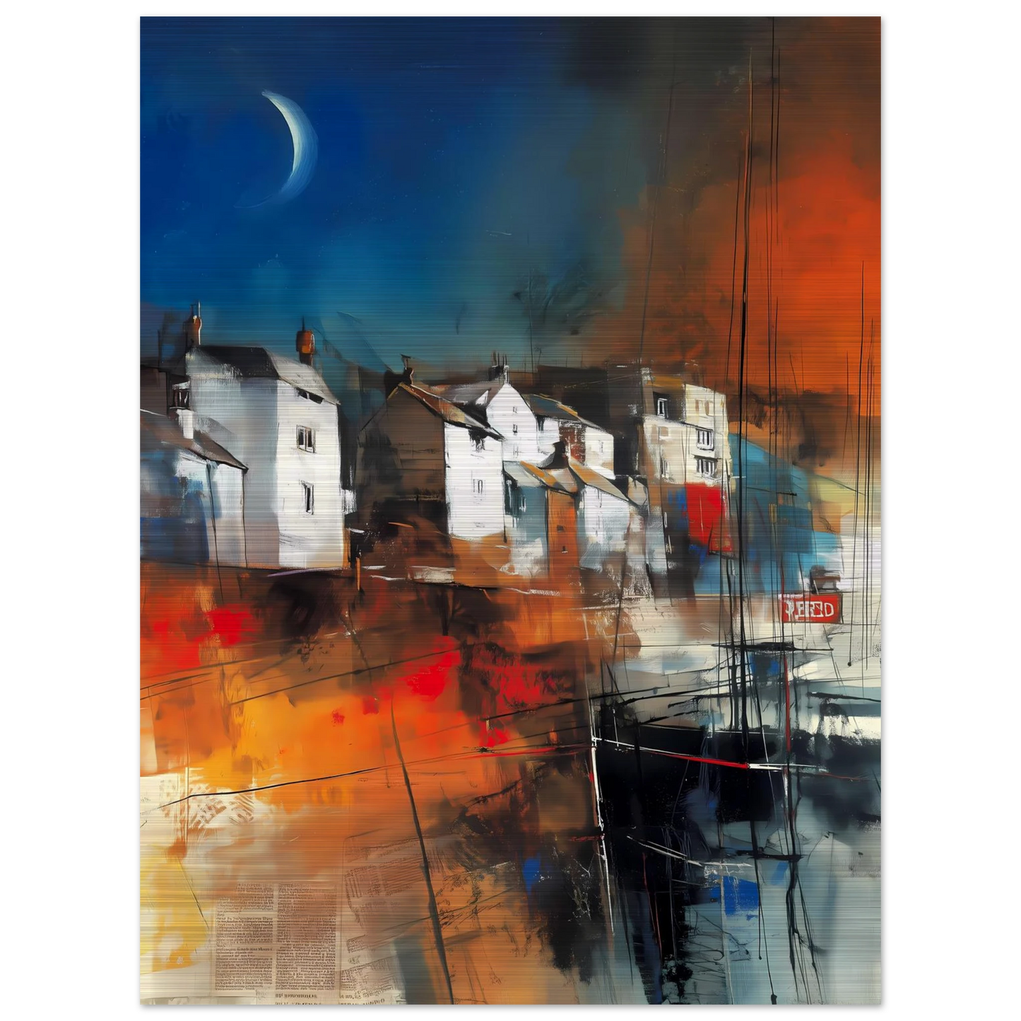 Port sous le Croissant de Lune — tableau aluminium — vue 2 — art mural STNCL