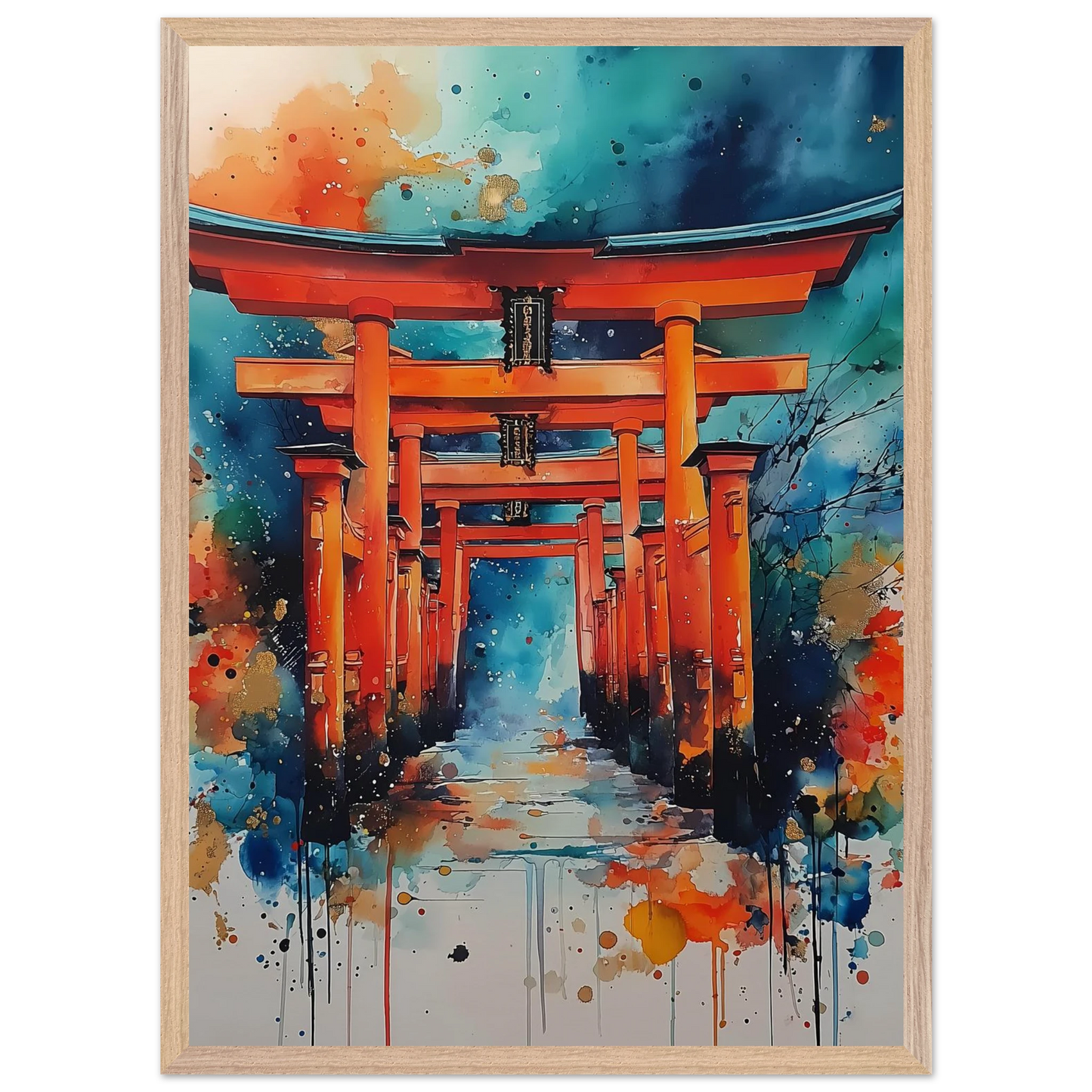 Le Sentier des Mille Portes — tableau encadré bois — vue 13 — art mural STNCL